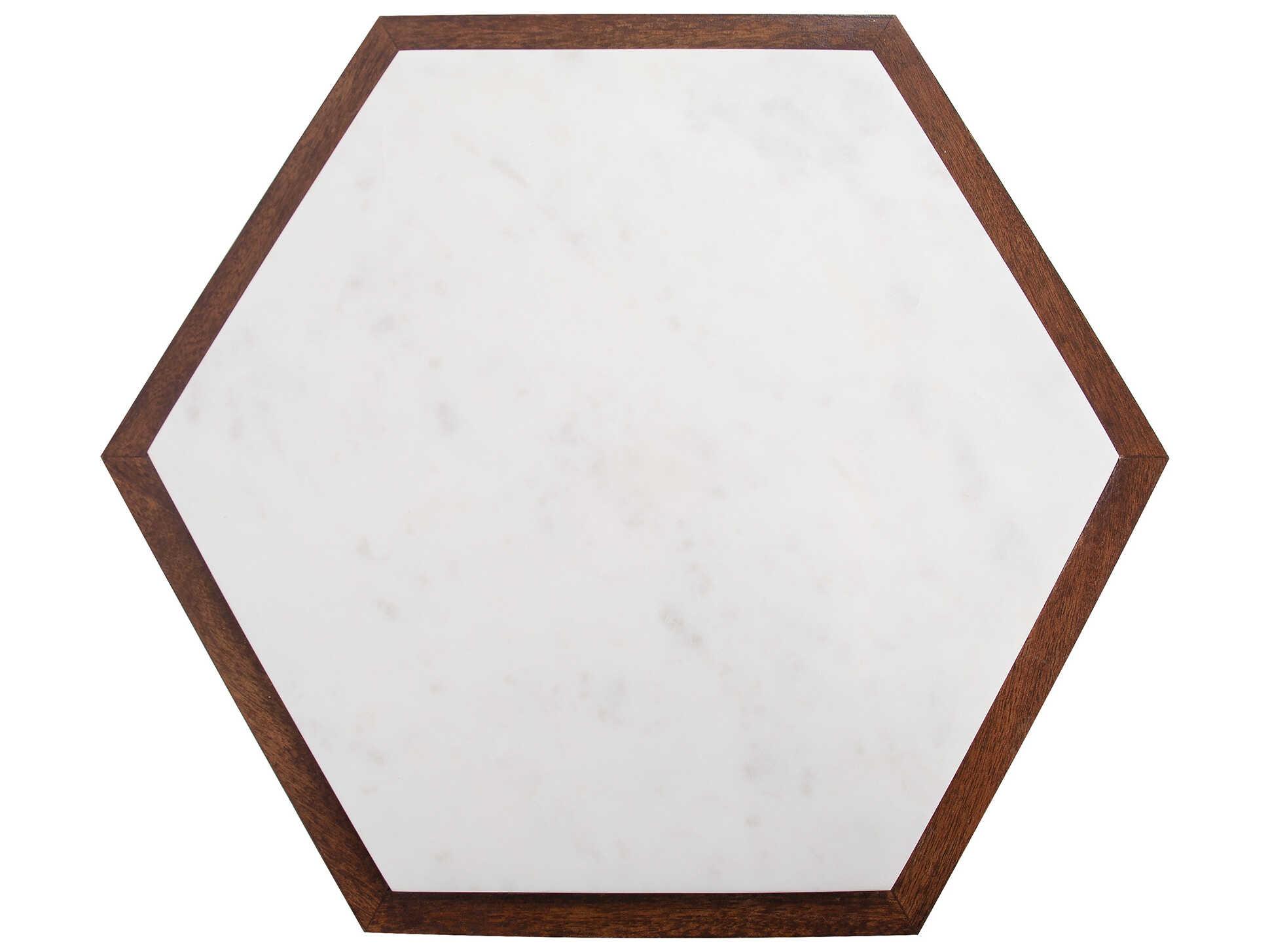Howard Elliott Van Berkel Hexagon Marble Brass End Table
