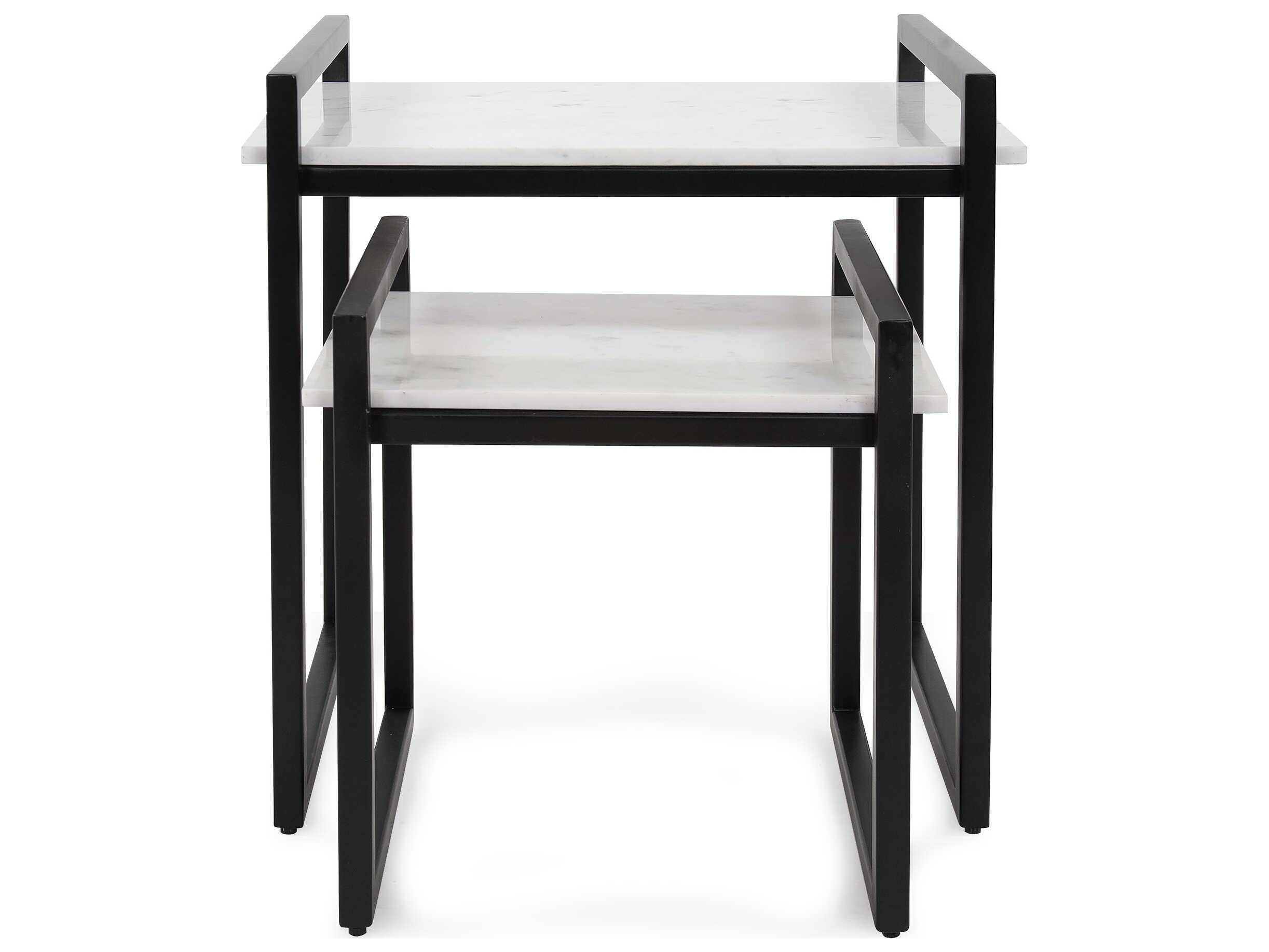 Howard Elliott Santiago Rectangular Marble Graphite White End Table
