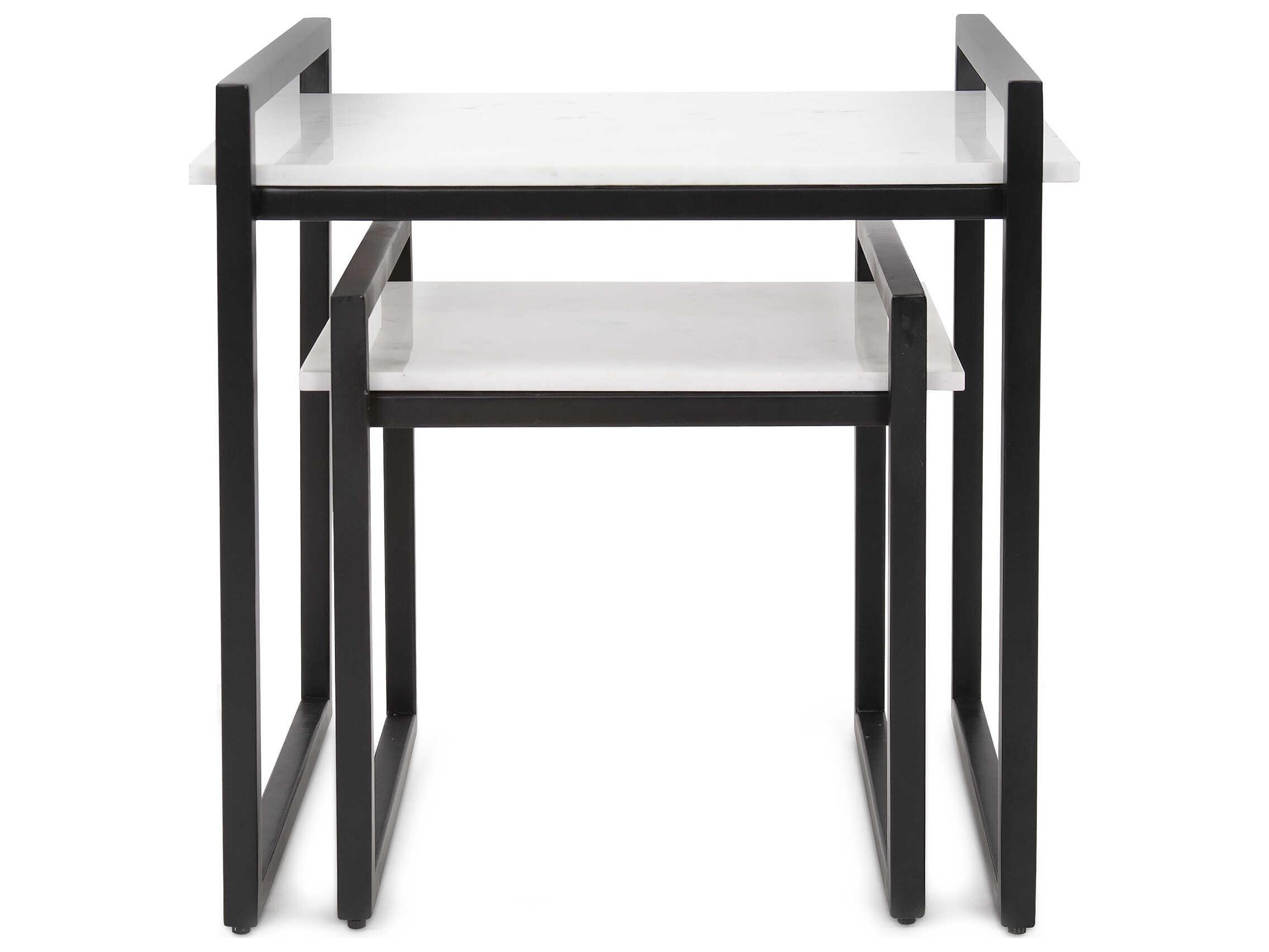 Howard Elliott Santiago Rectangular Marble Graphite White End Table