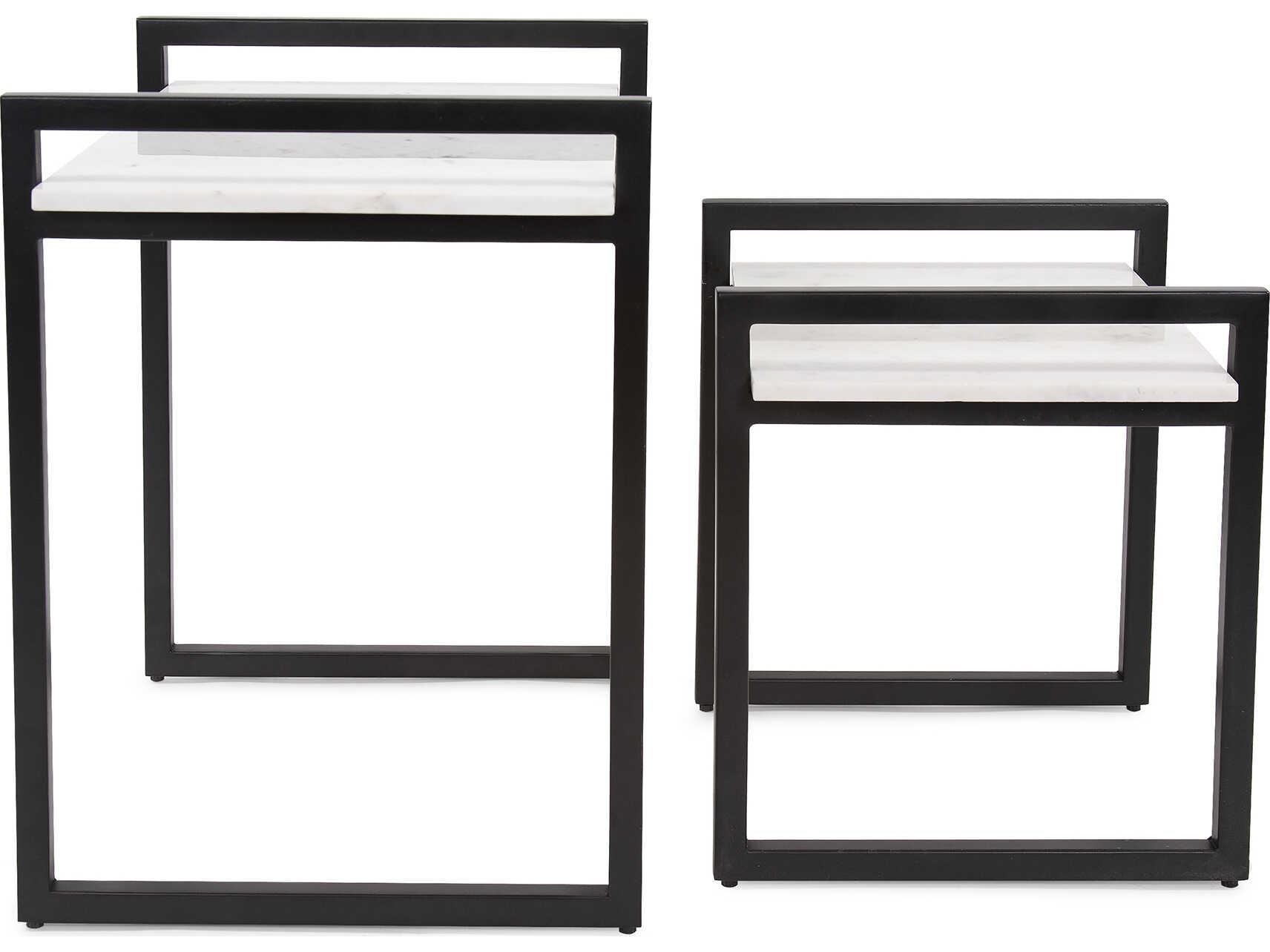 Howard Elliott Santiago Rectangular Marble Graphite White End Table