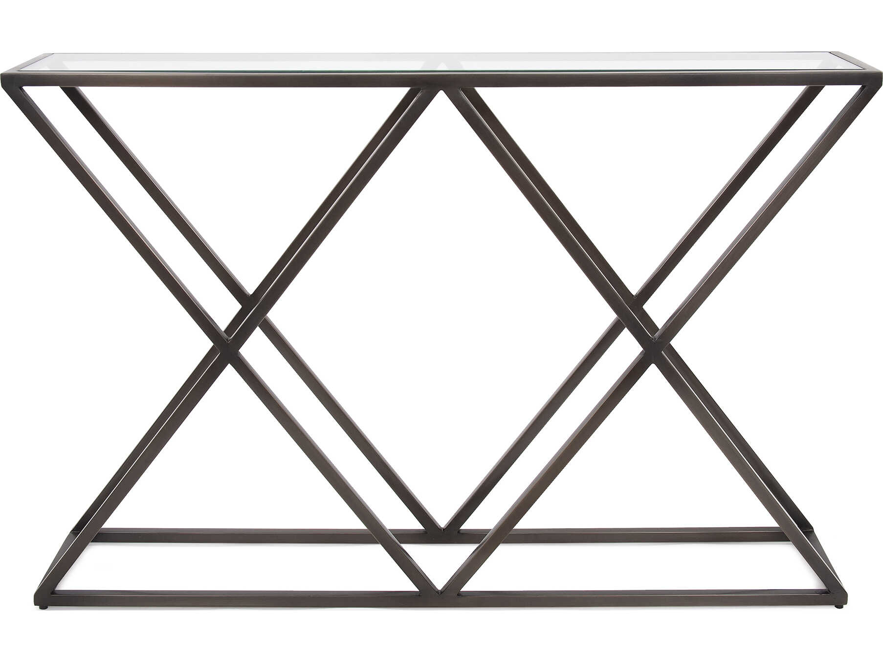 Howard Elliott Bennett Rectangular Glass Brushed Gunmetal Console Table