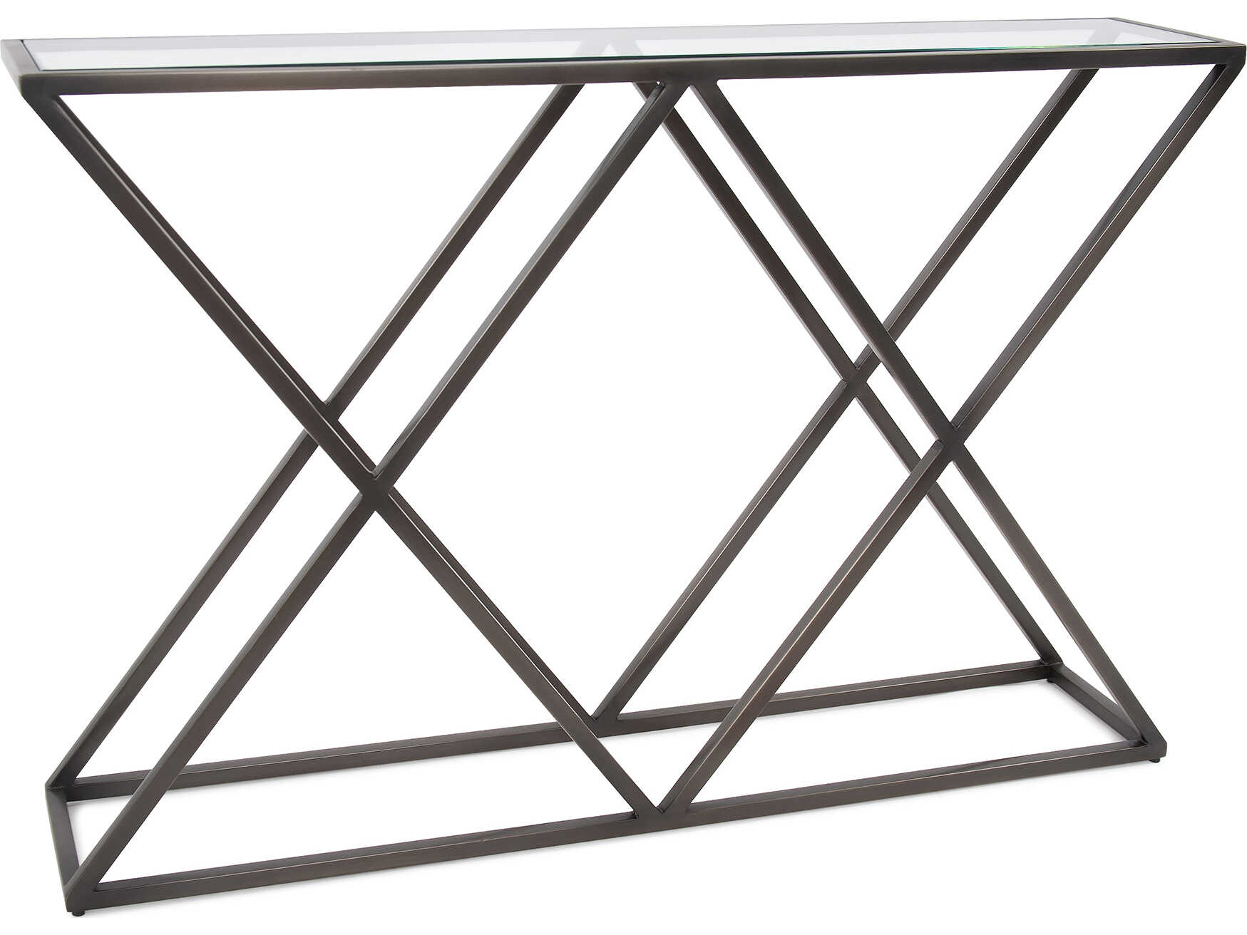 Howard Elliott Bennett Rectangular Glass Brushed Gunmetal Console Table