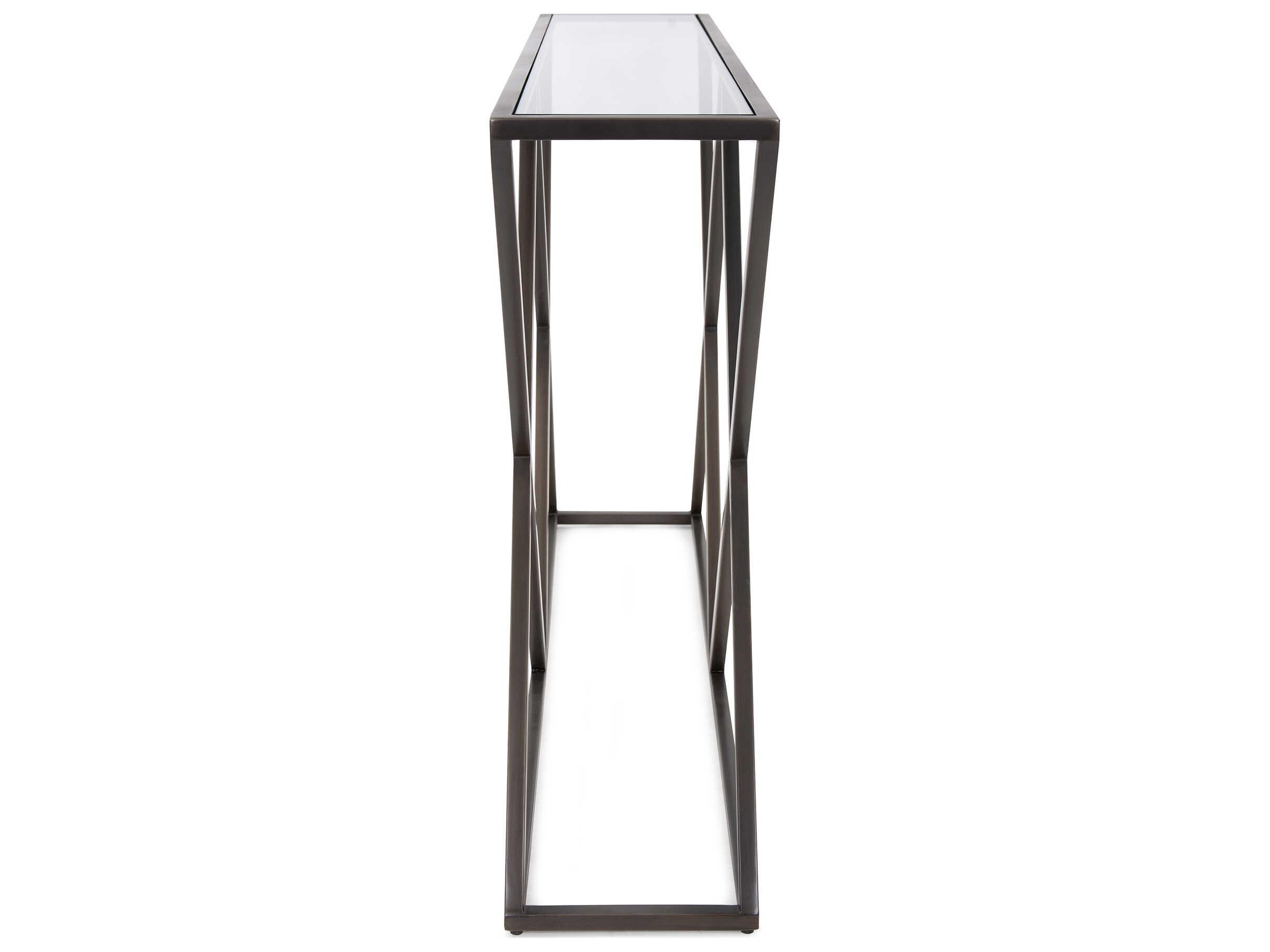 Howard Elliott Bennett Rectangular Glass Brushed Gunmetal Console Table