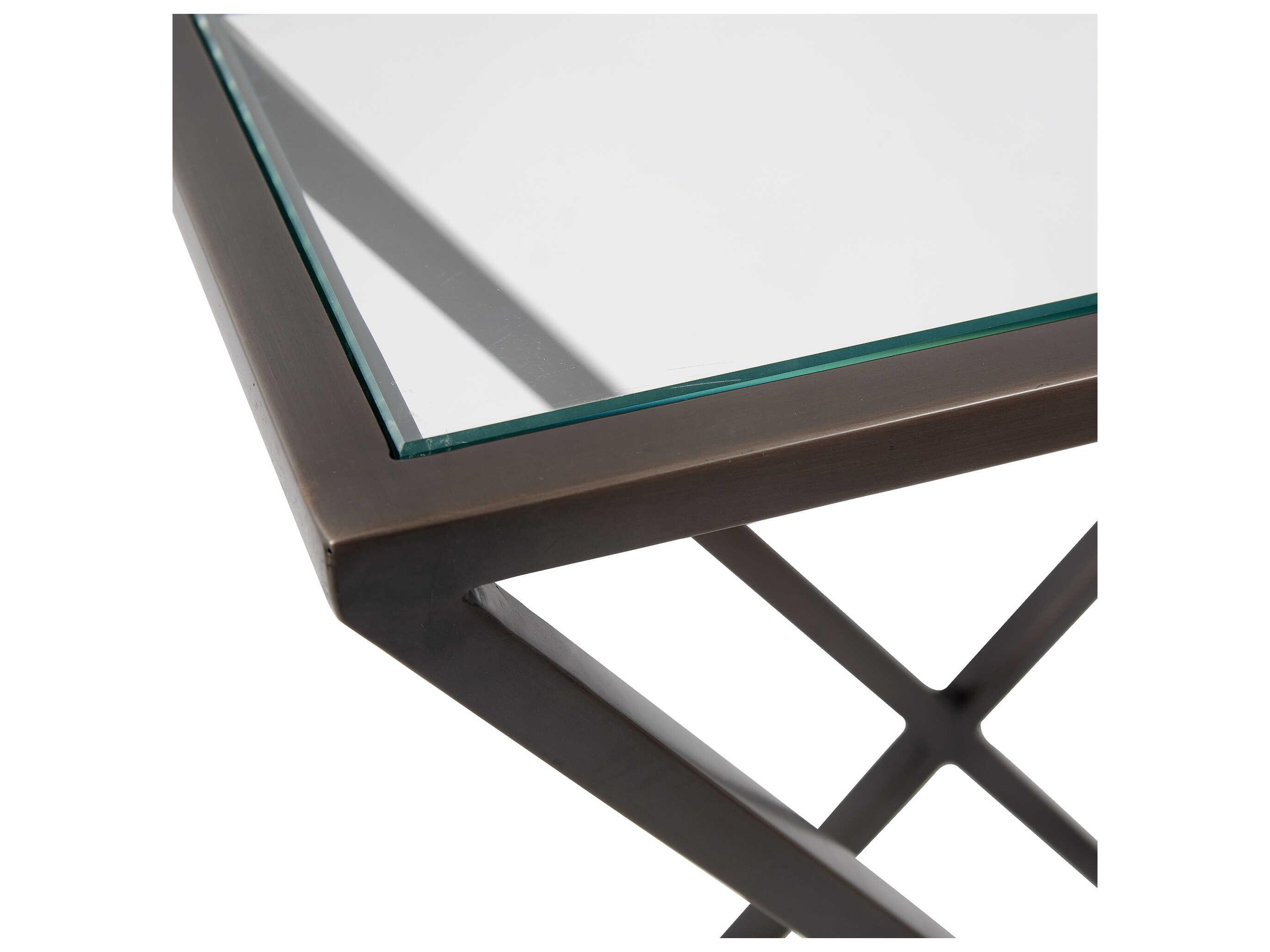 Howard Elliott Bennett Rectangular Glass Brushed Gunmetal Console Table