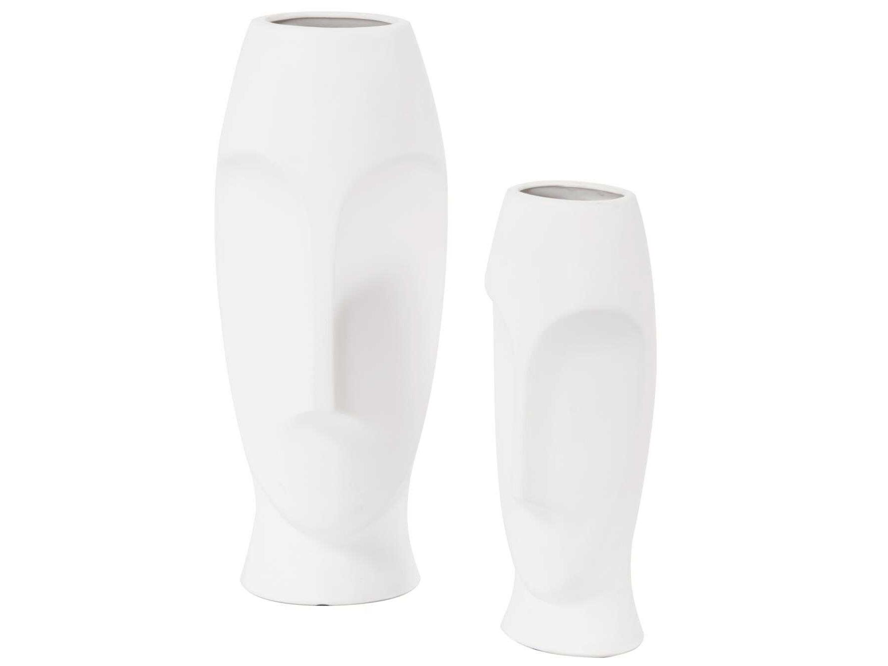 Howard Elliott Abstract Matte White Vase (Set of 2)