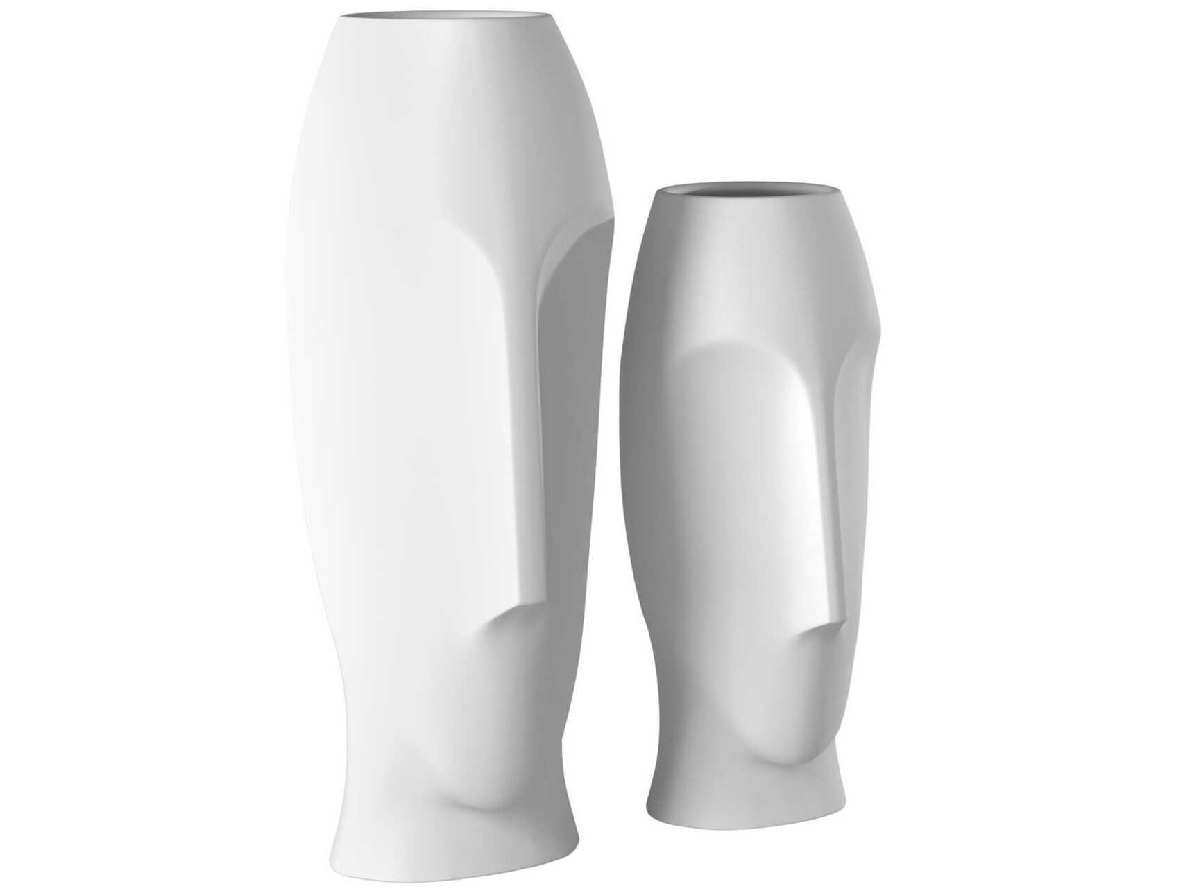 Howard Elliott Abstract Matte White Vase (Set of 2)