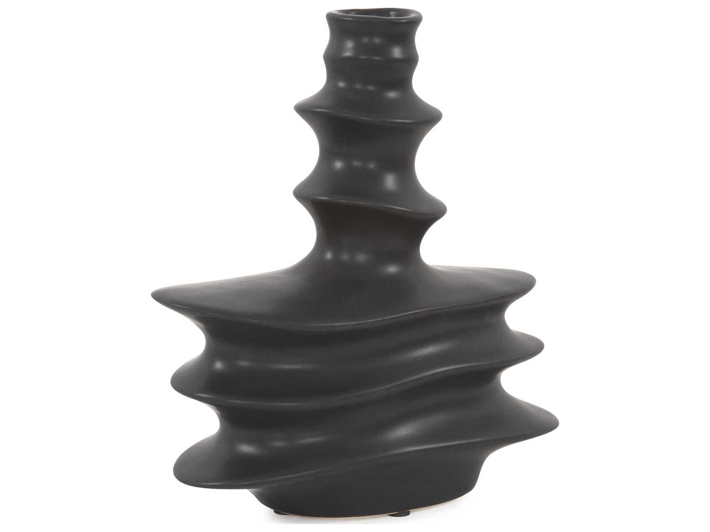 Howard Elliott Cairn Matte Black Vase