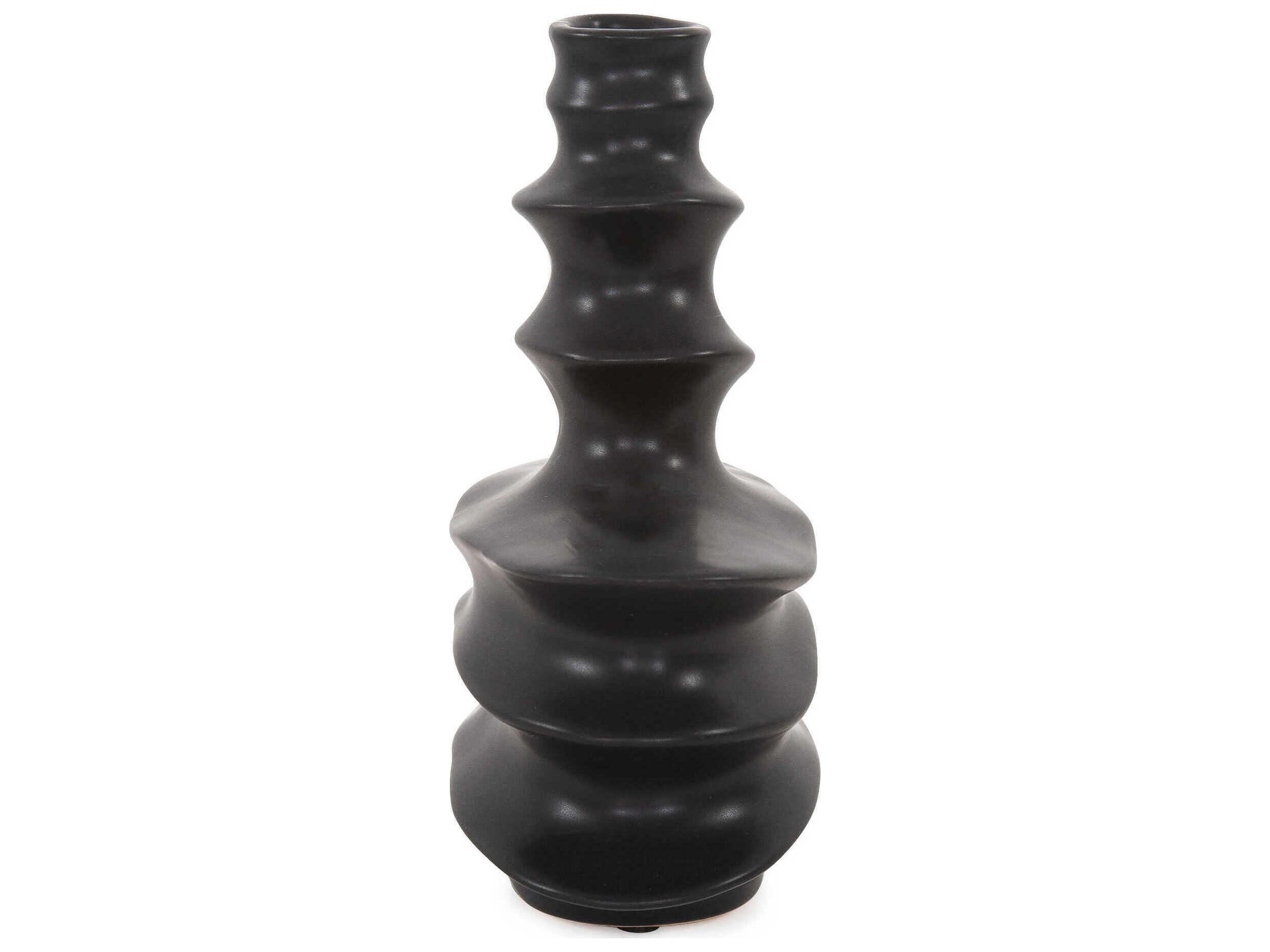 Howard Elliott Cairn Matte Black Vase