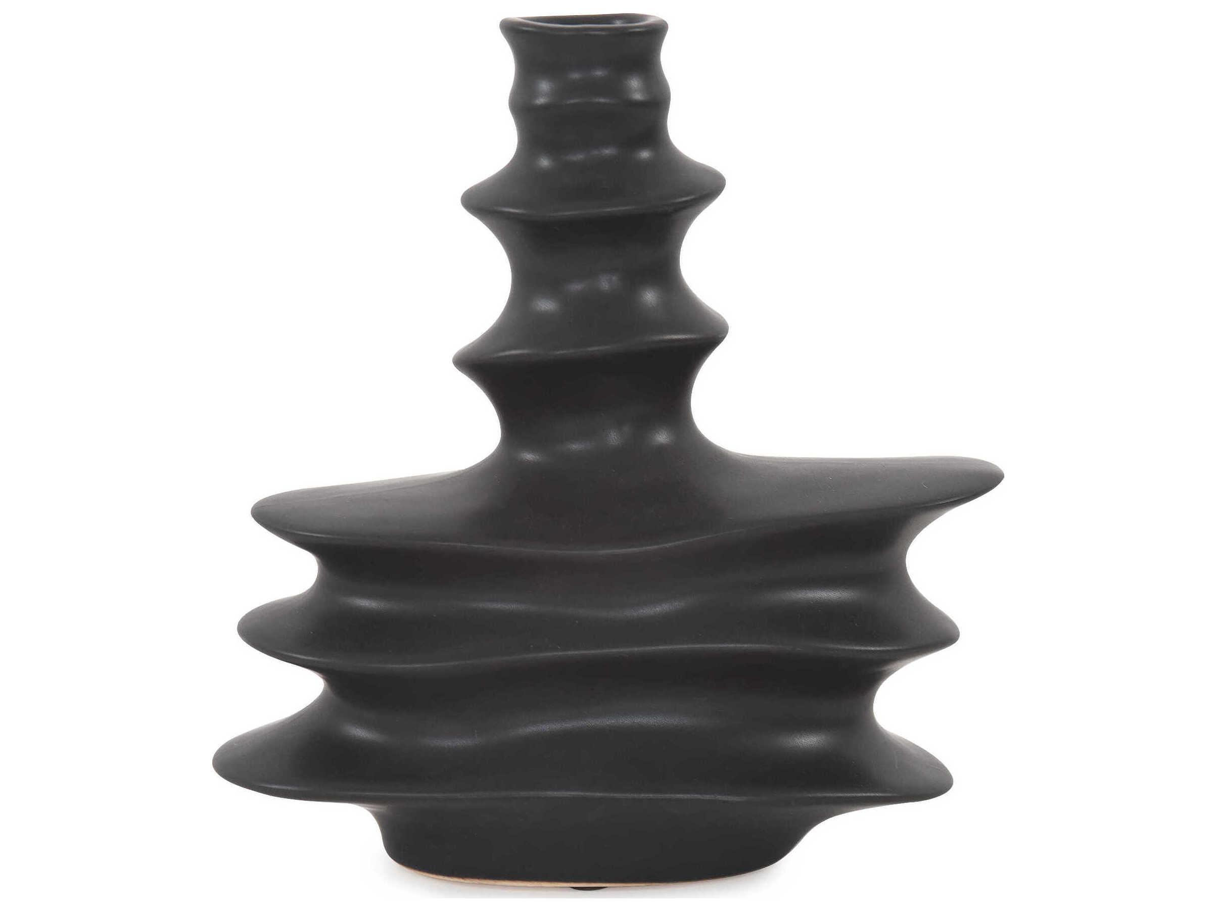 Howard Elliott Cairn Matte Black Vase