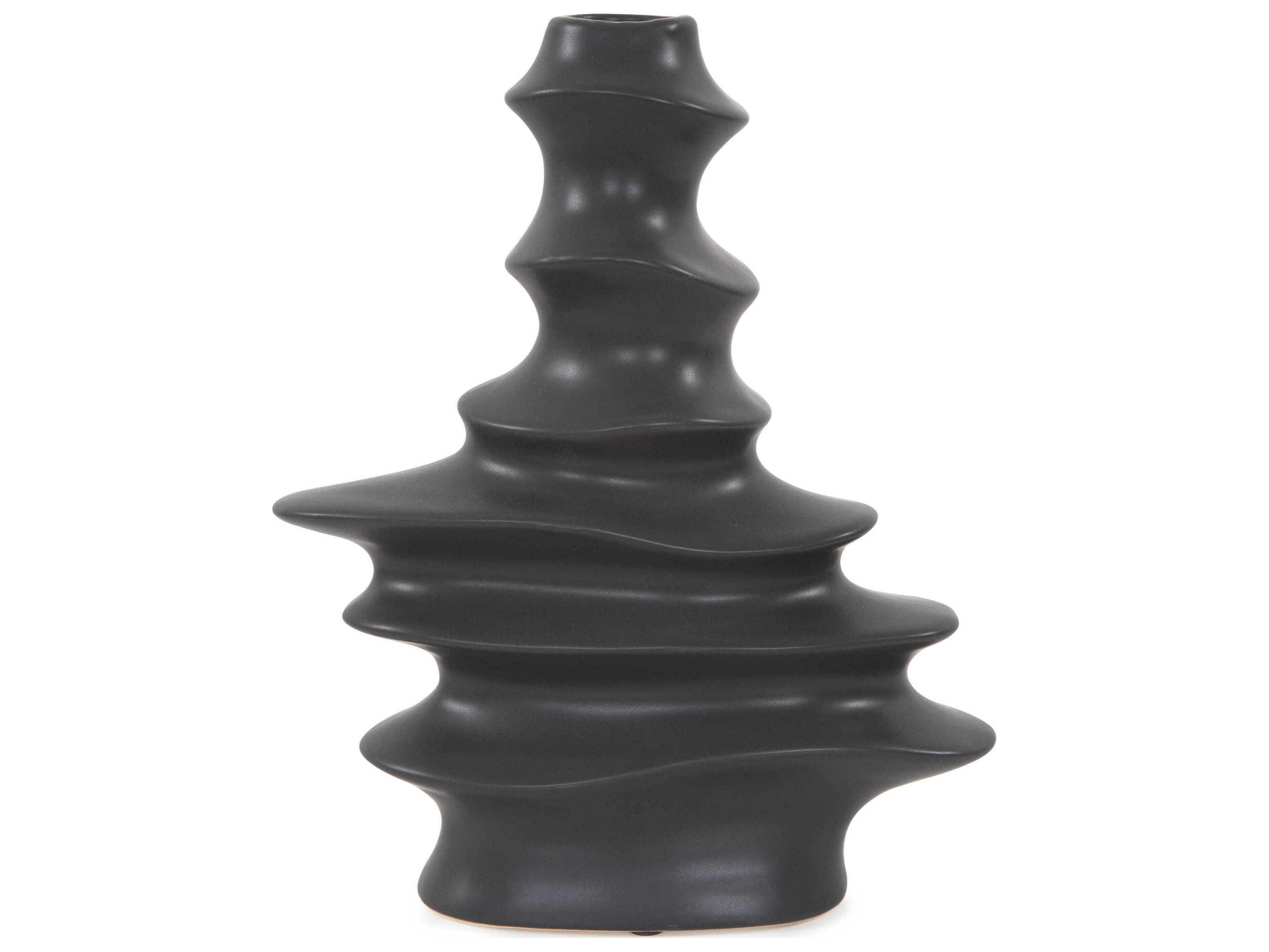 Howard Elliott Cairn Matte Black Vase