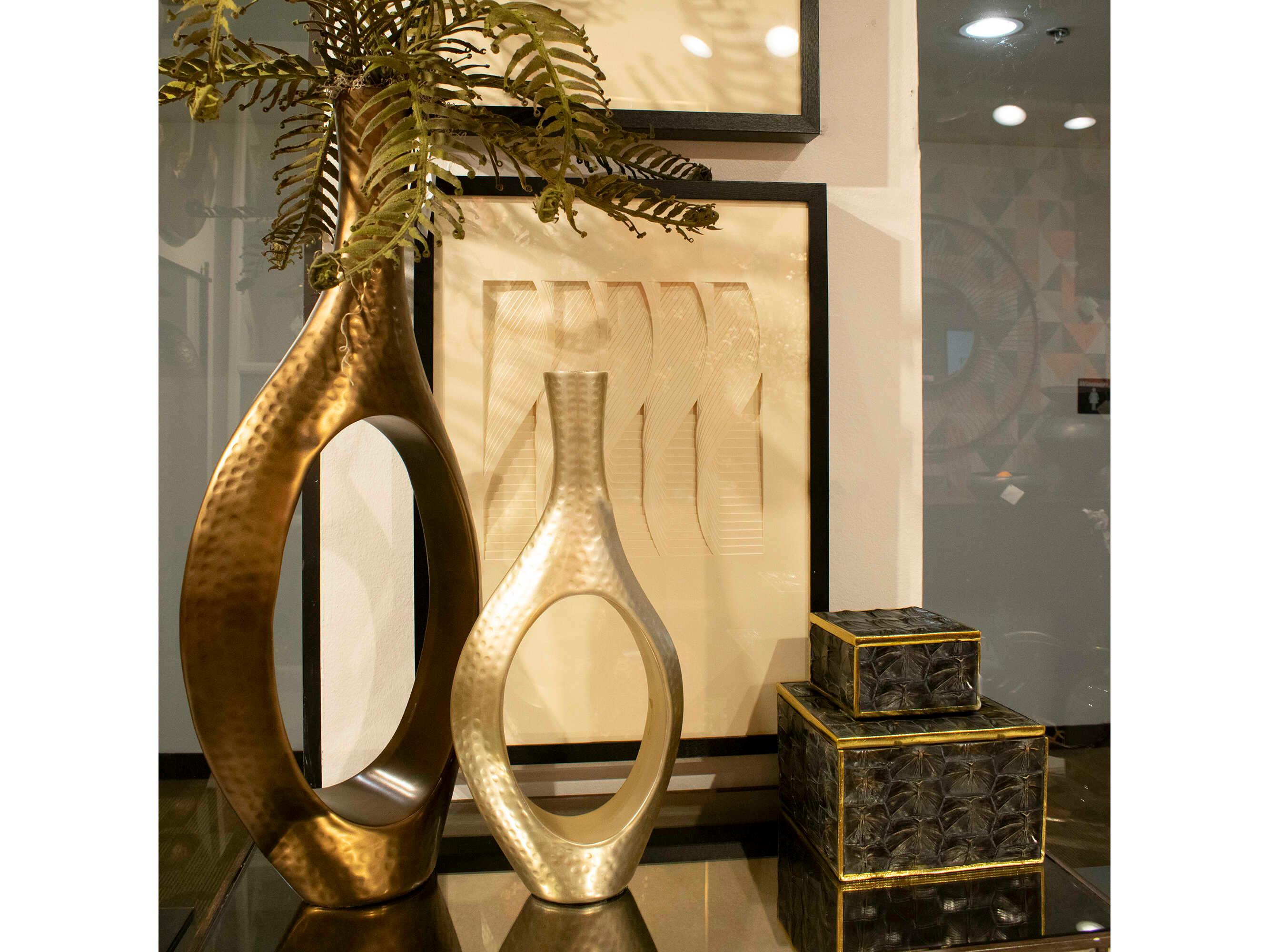 Howard Elliott Hammered Bronze Asymmetrical Vase