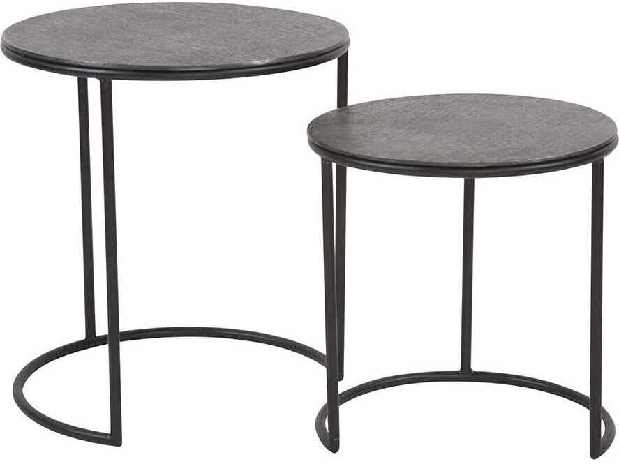 Howard Elliott Round Metal Graphite End Table