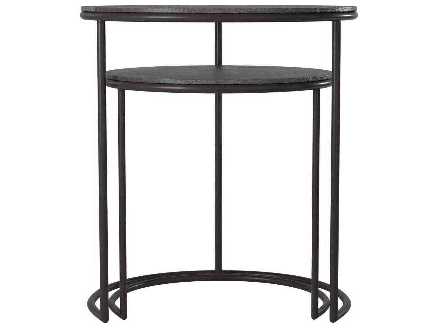 Howard Elliott Round Metal Graphite End Table