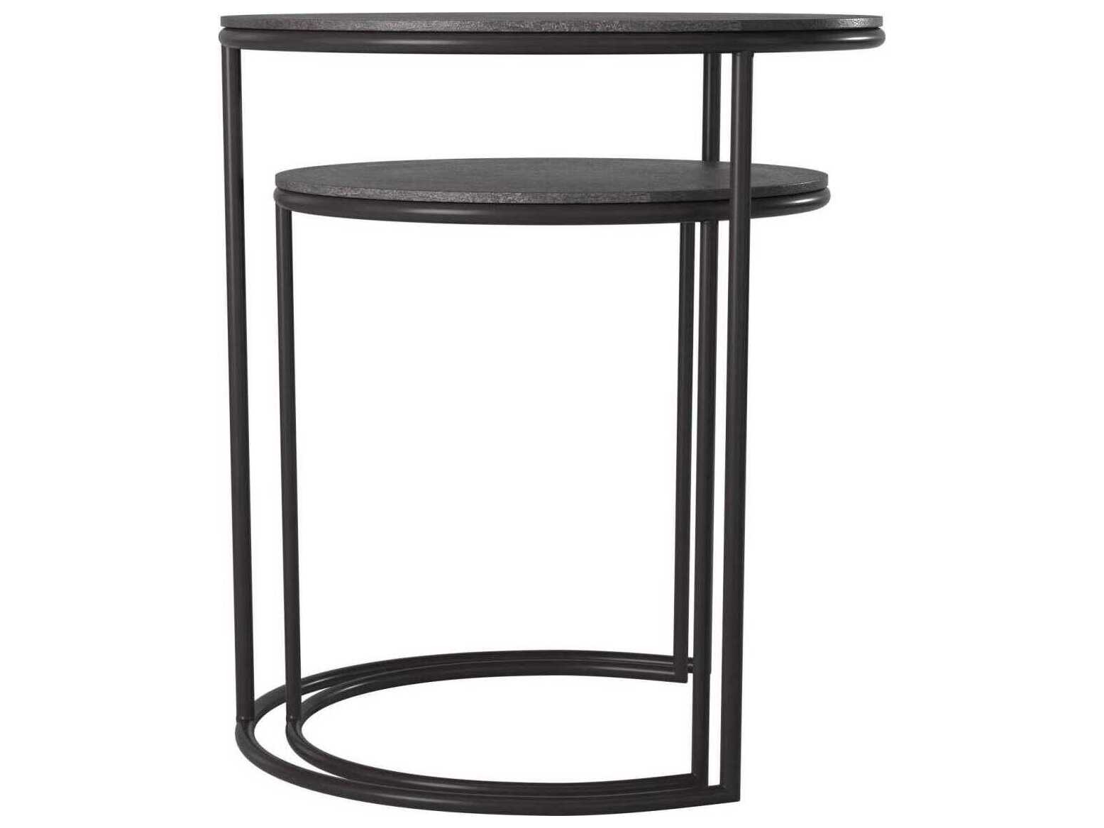 Howard Elliott Round Metal Graphite End Table