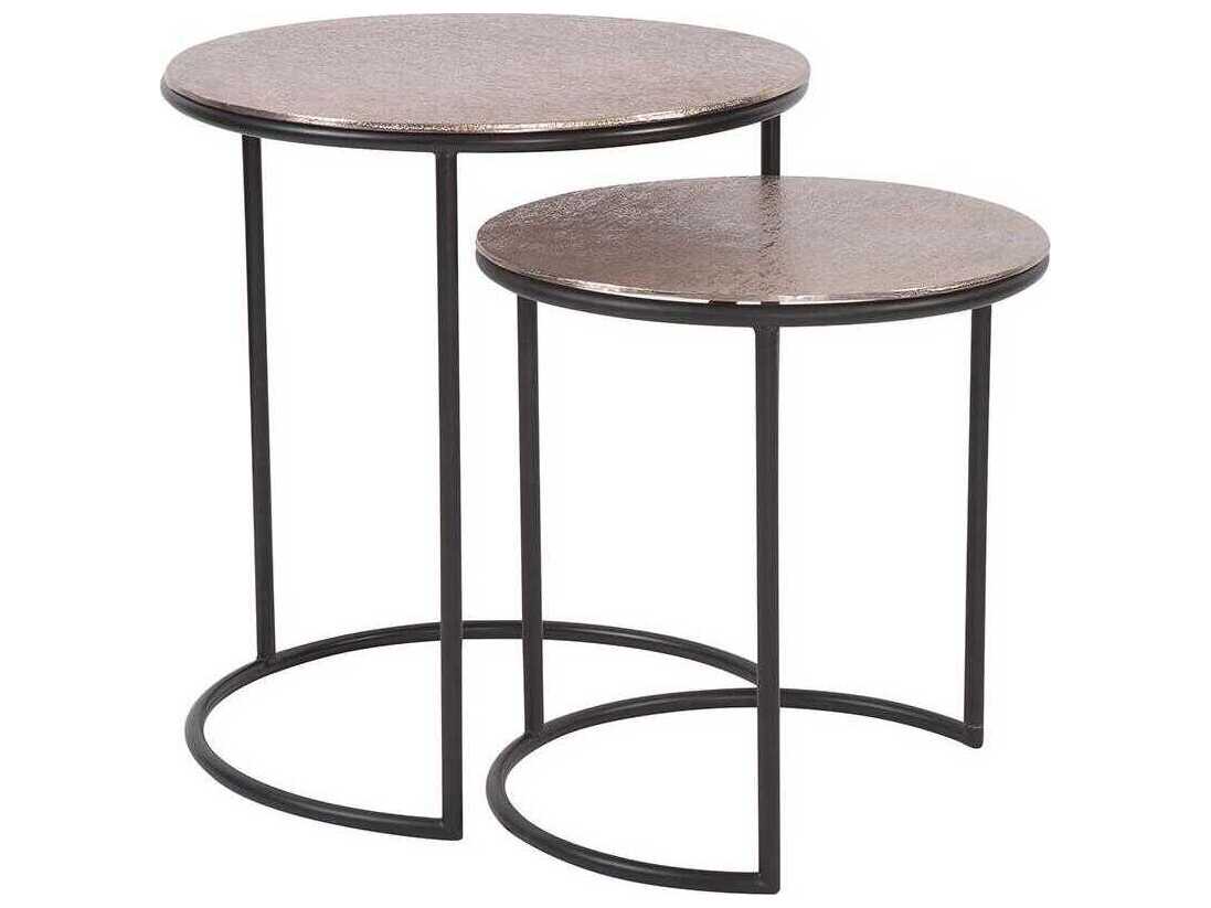 Howard Elliott Round Metal Copper Black End Table