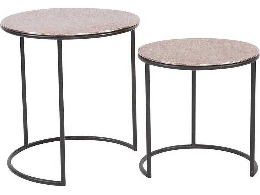 Howard Elliott Round Metal Copper Black End Table