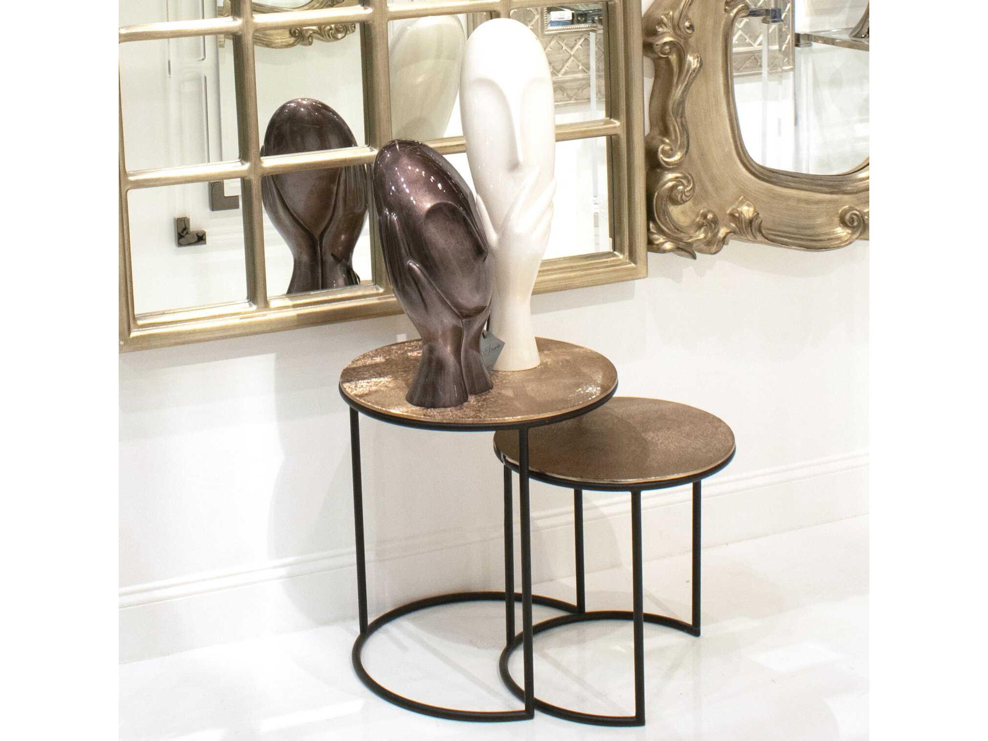 Howard Elliott Round Metal Copper Black End Table