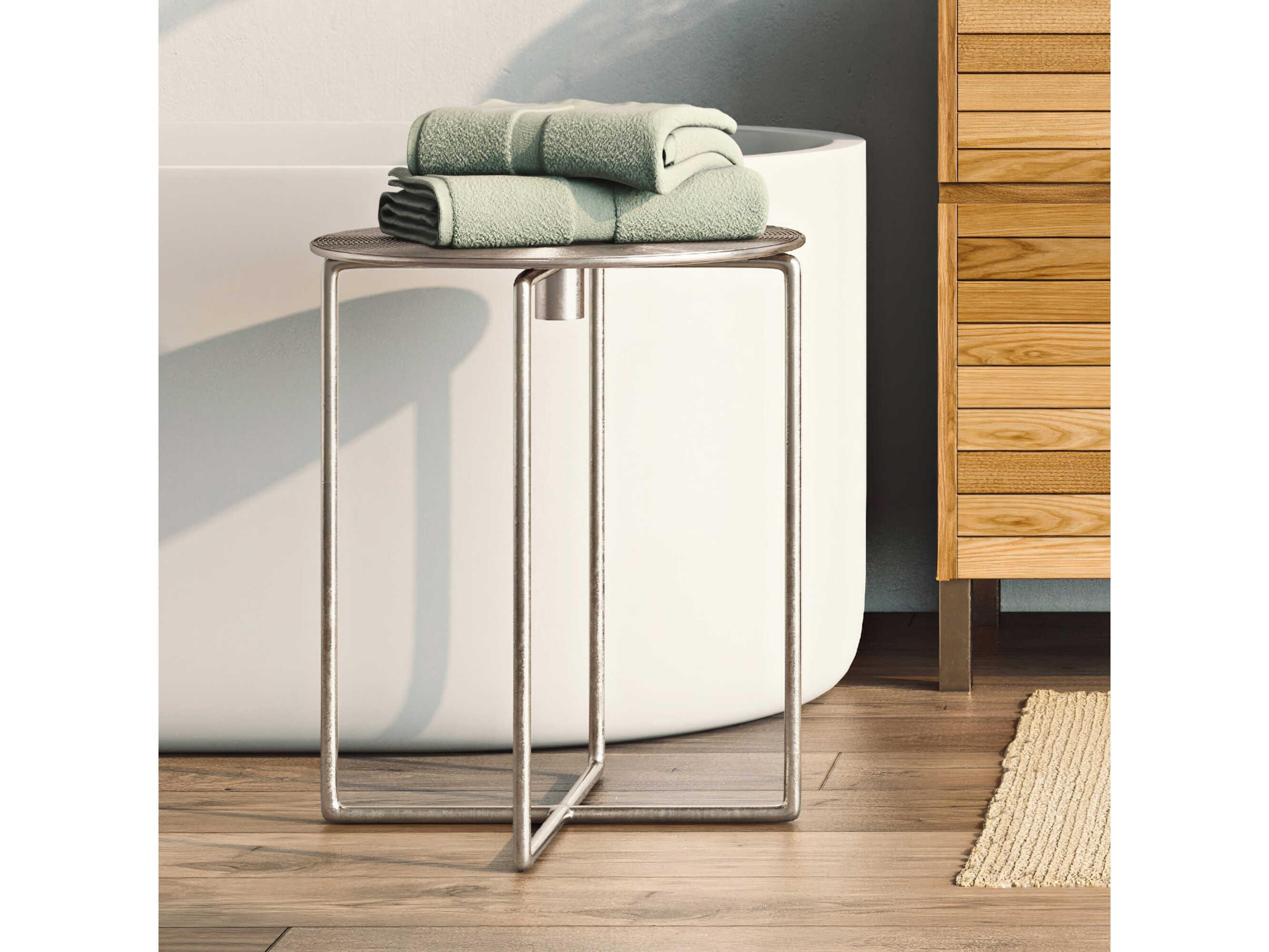 Howard Elliott Round Metal Silver End Table