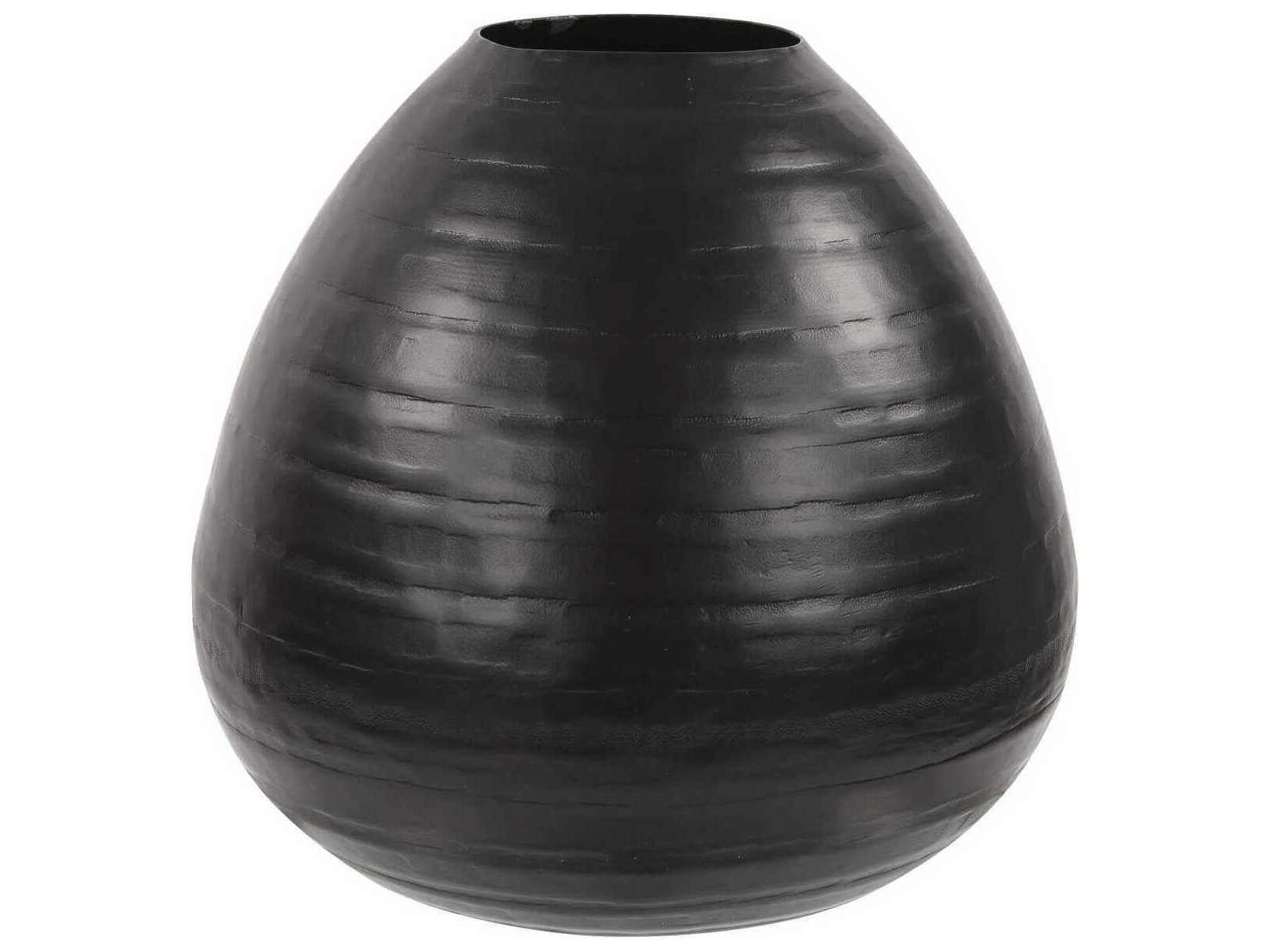 Howard Elliott Chiseled Black Teardrop Vase