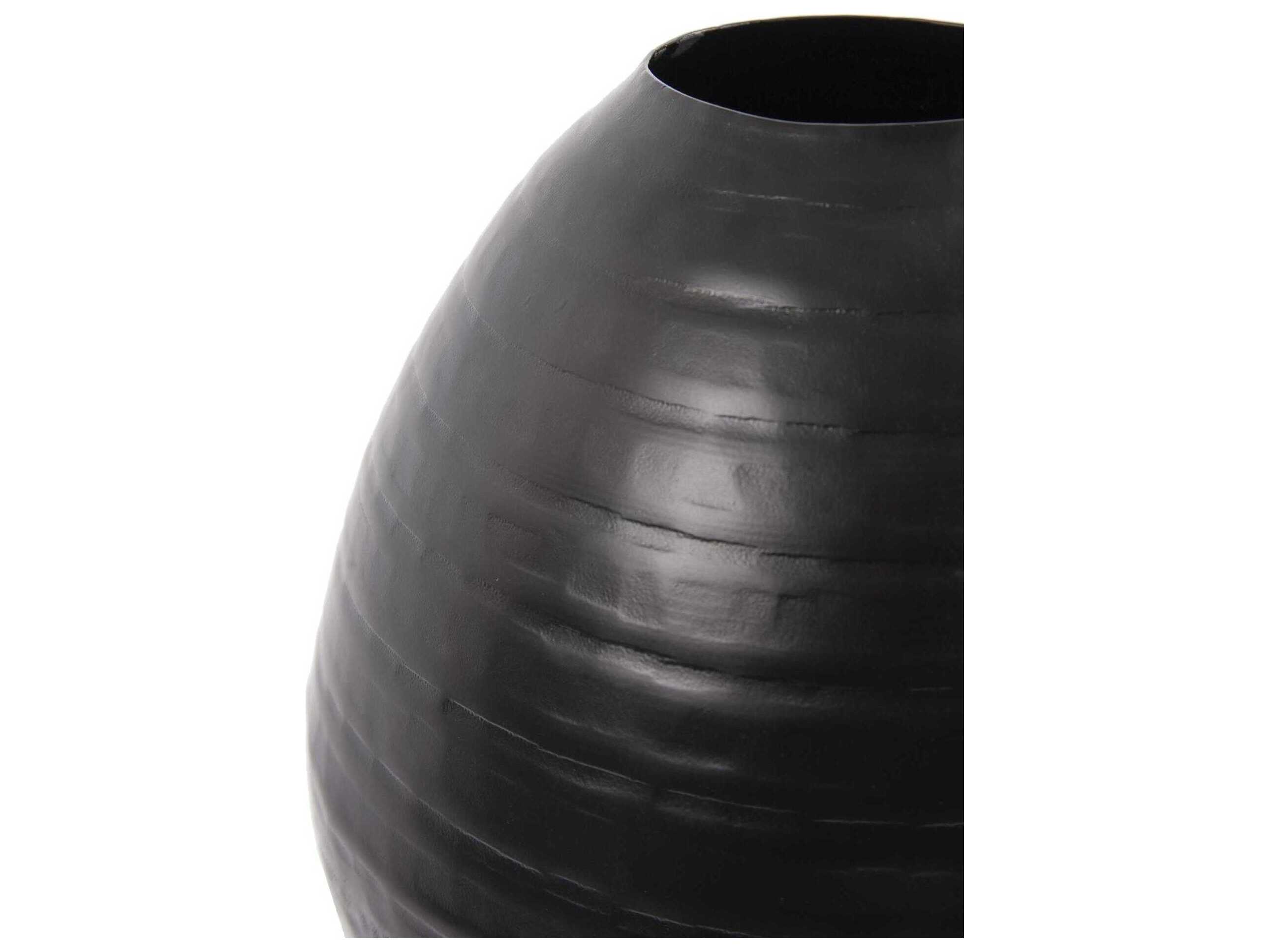 Howard Elliott Chiseled Black Teardrop Vase
