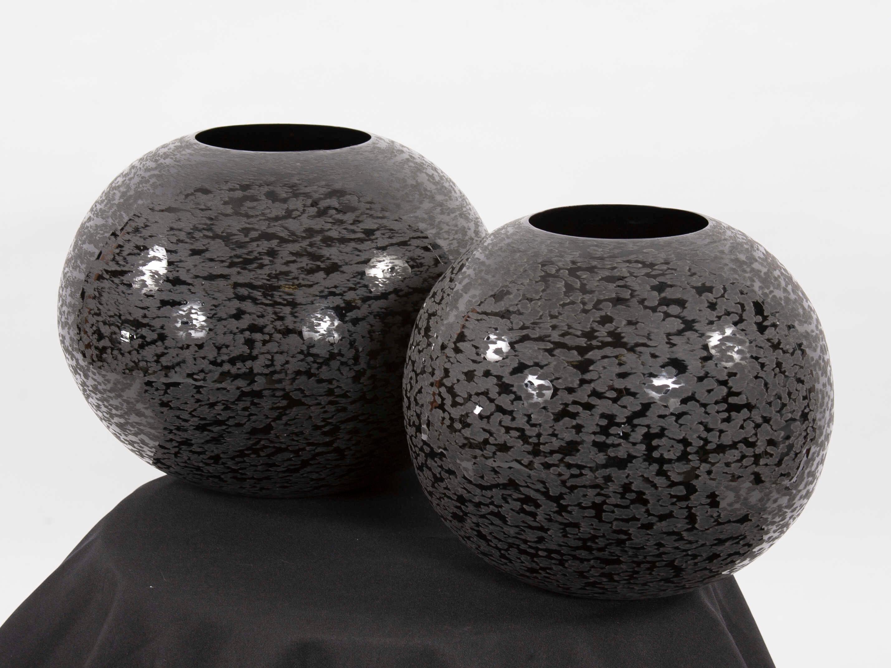 Howard Elliott Chiseled Black Globe Vase