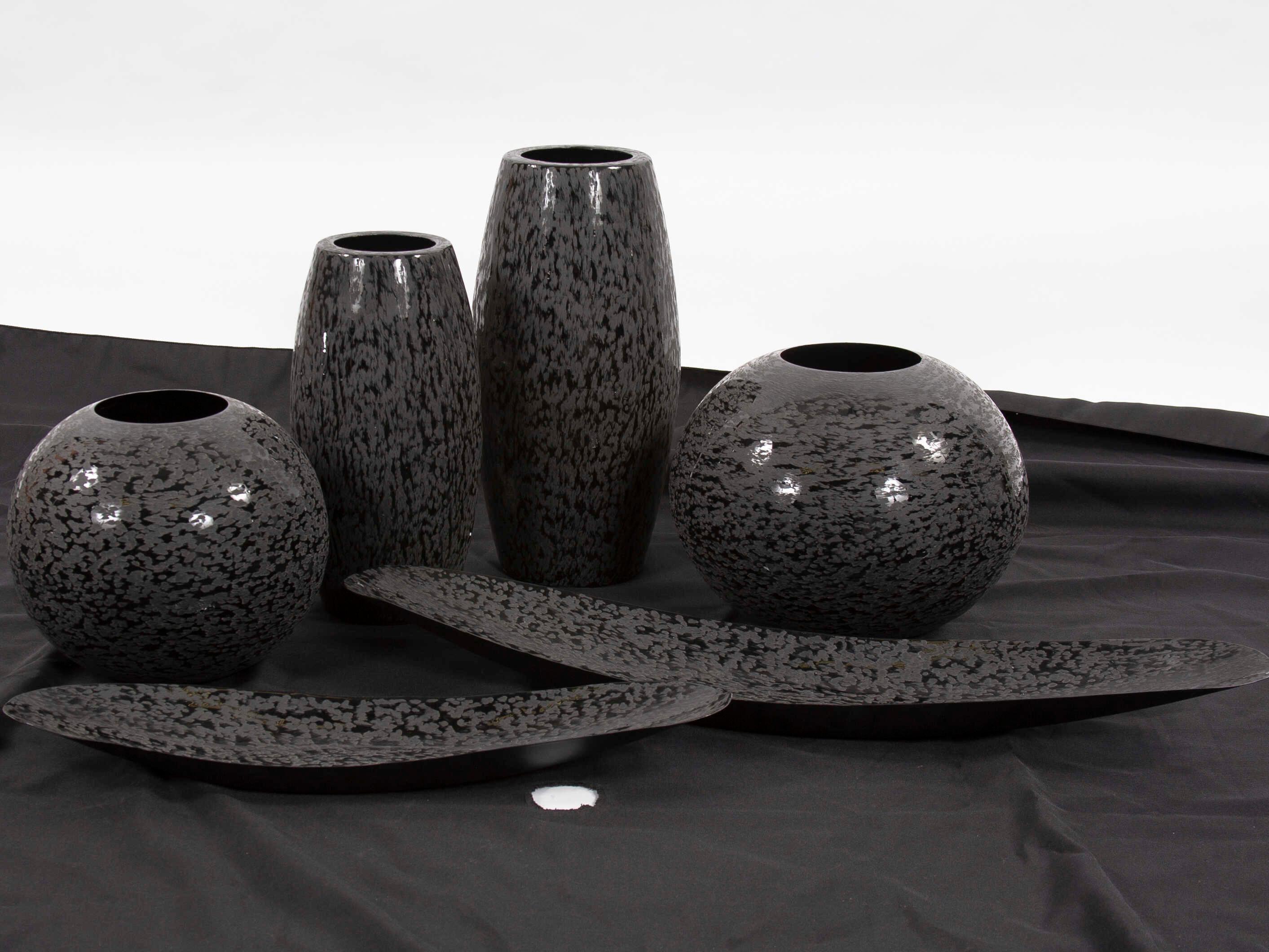 Howard Elliott Chiseled Black Globe Vase