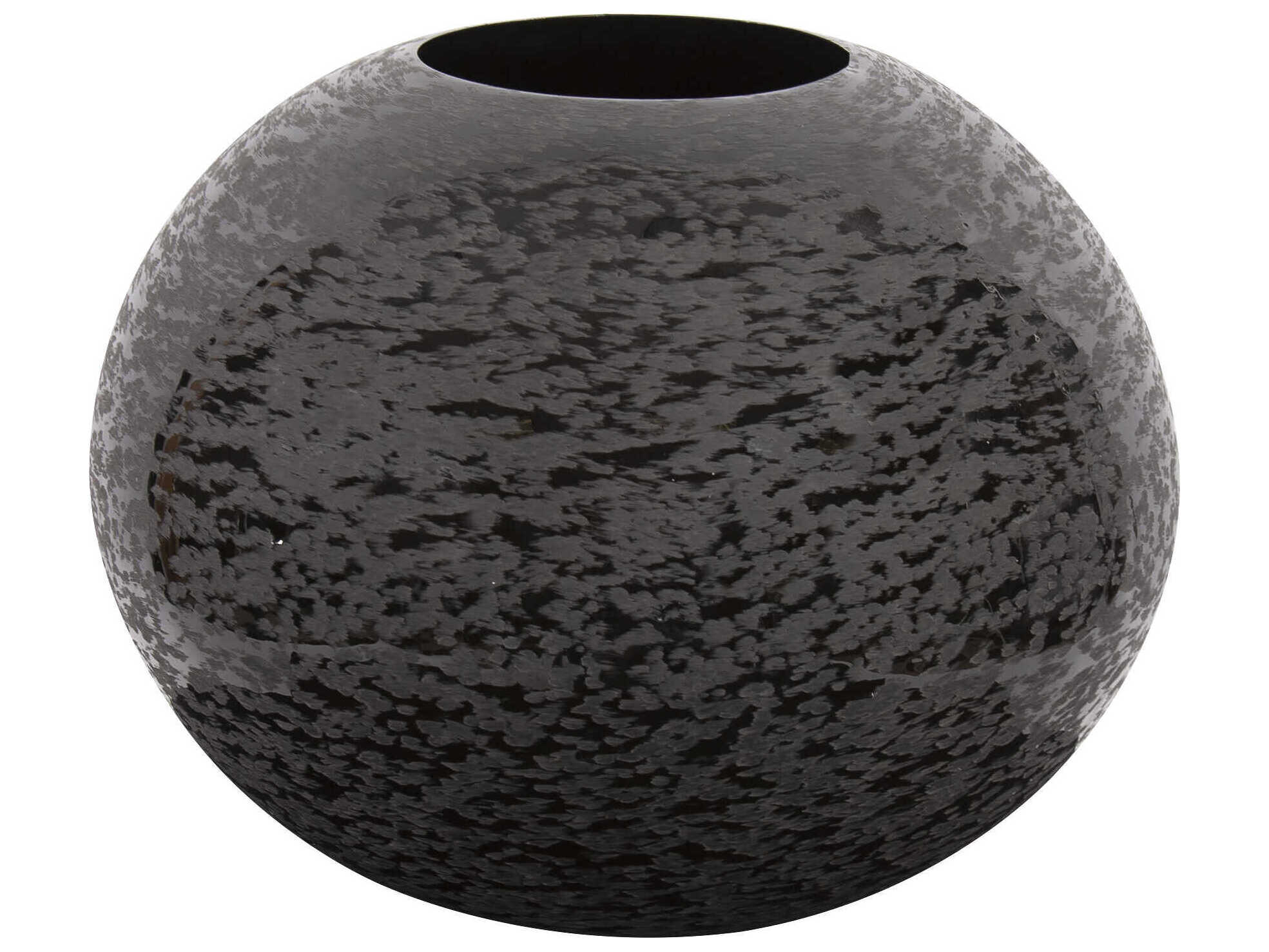 Howard Elliott Chiseled Black Globe Vase