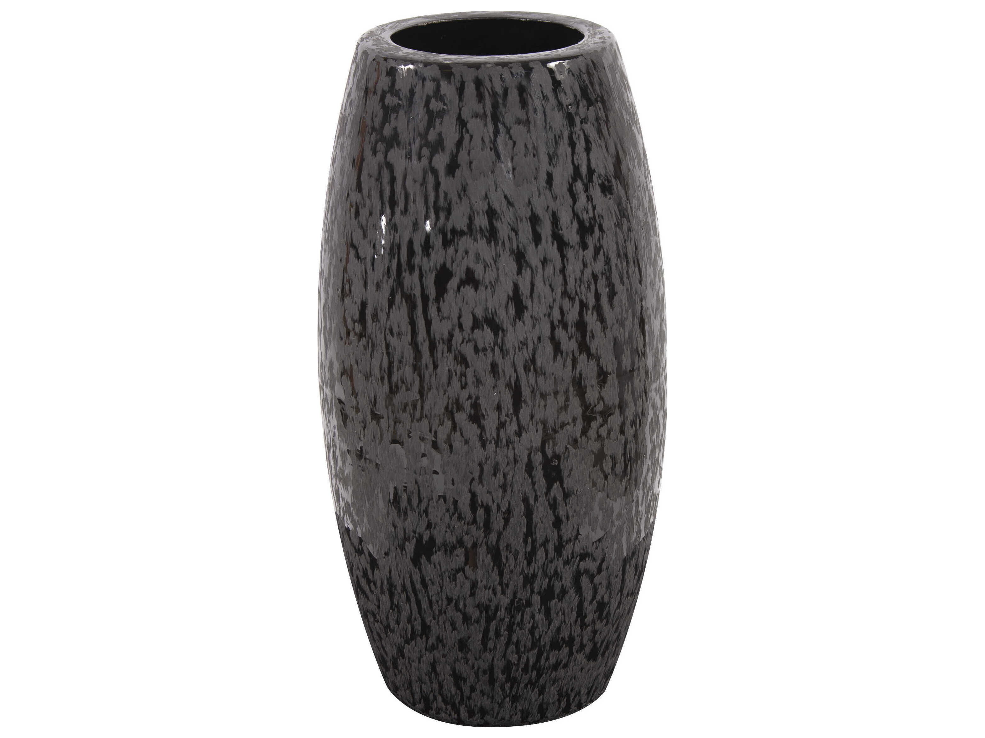 Howard Elliott Chiseled Black Cylinder Vase
