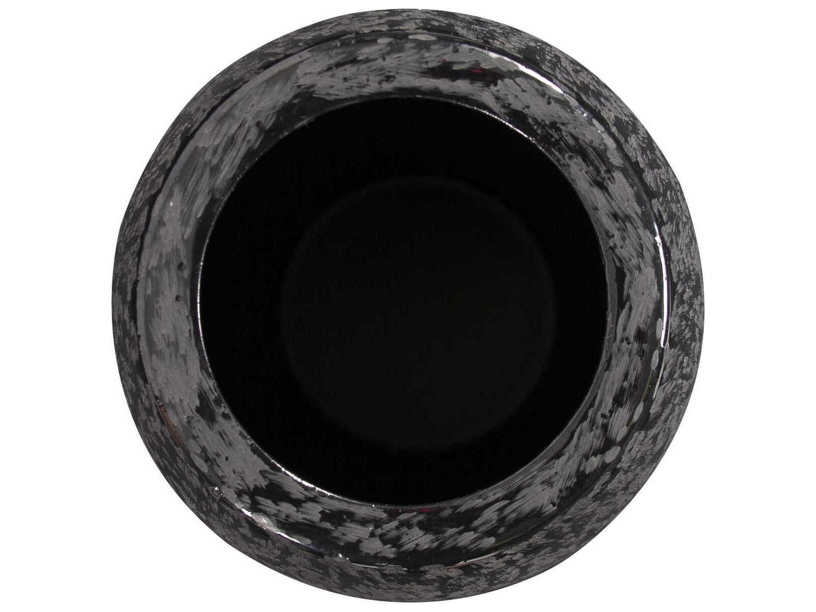 Howard Elliott Chiseled Black Cylinder Vase