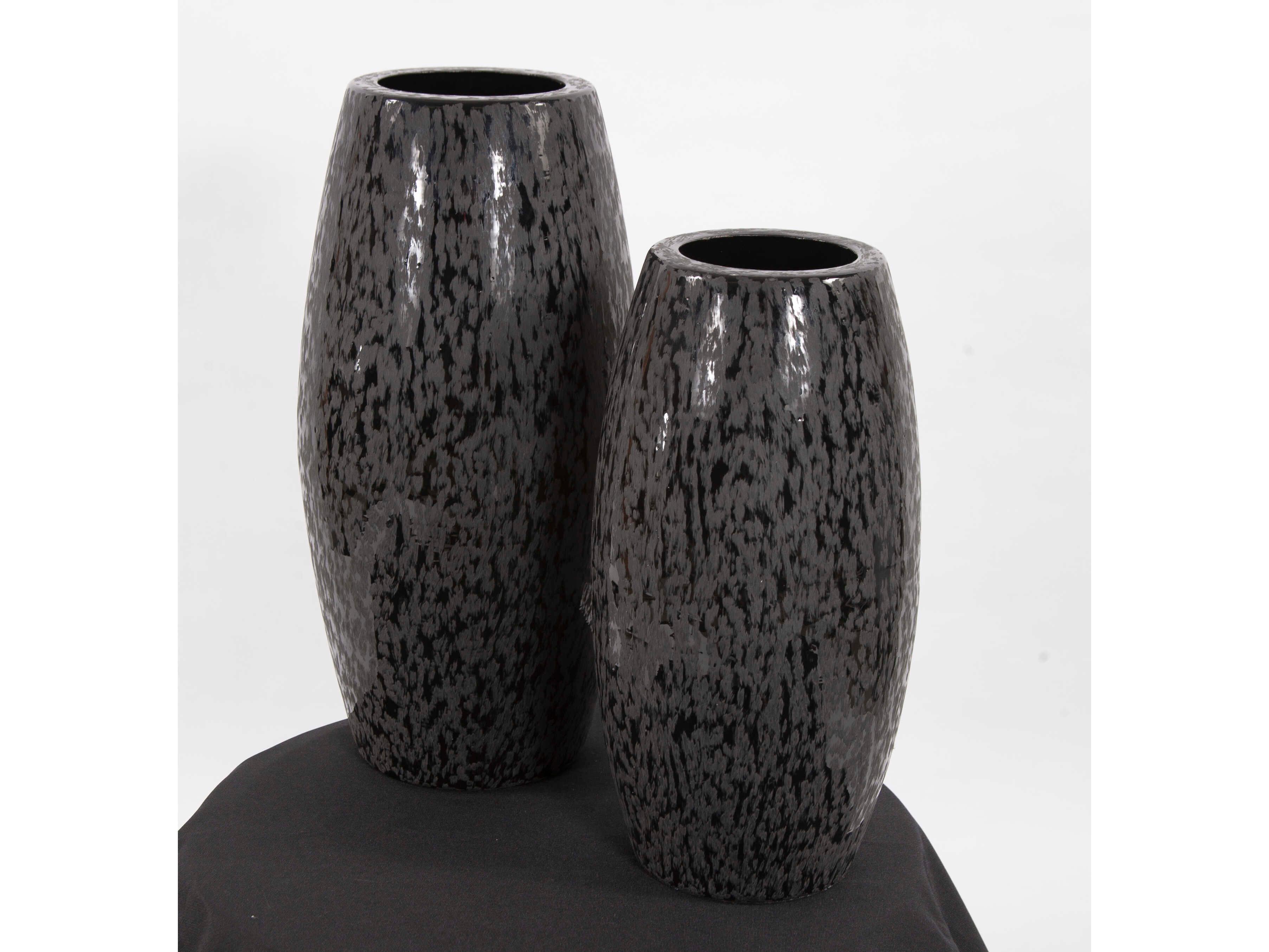 Howard Elliott Chiseled Black Cylinder Vase