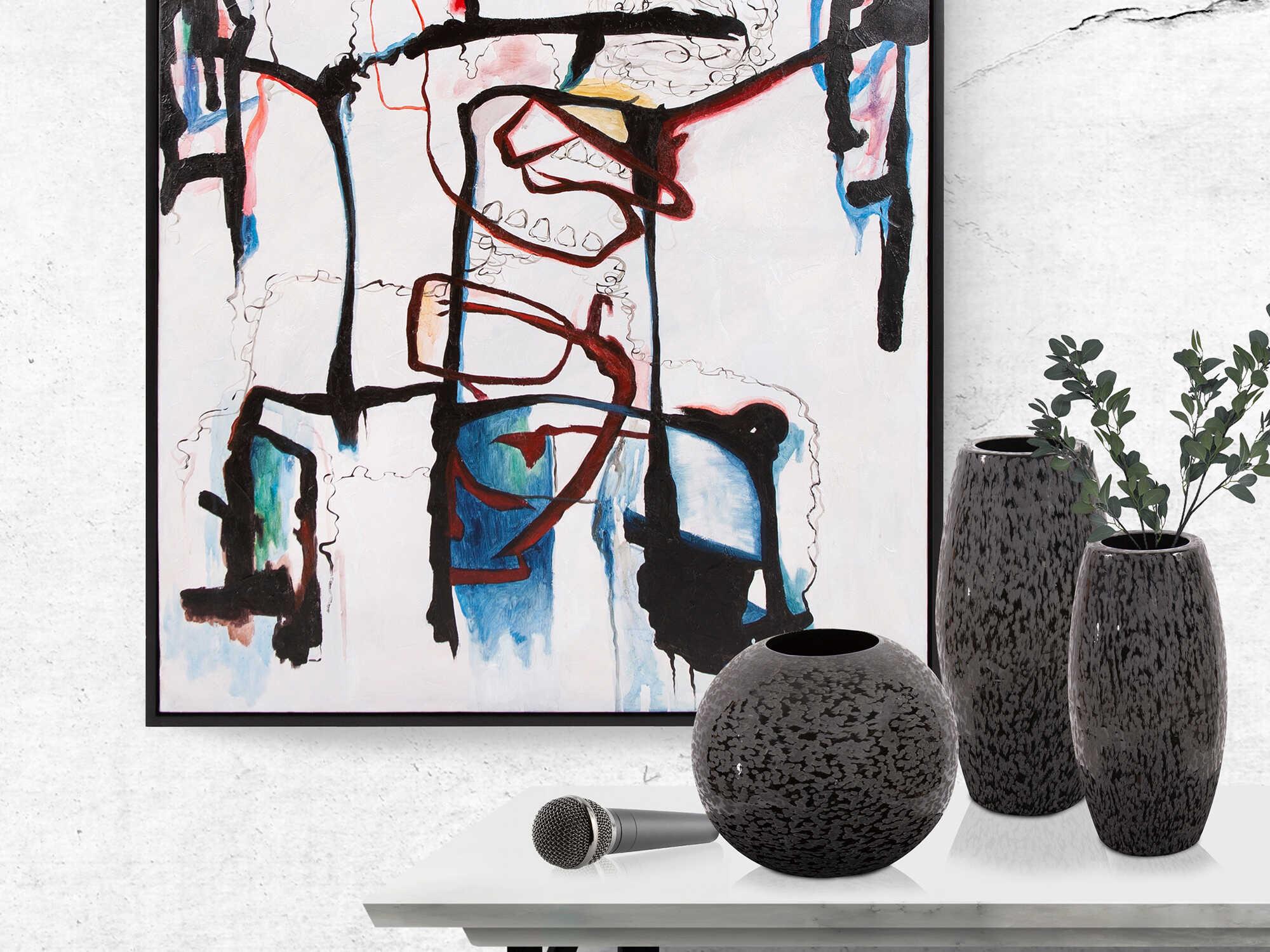 Howard Elliott Chiseled Black Cylinder Vase