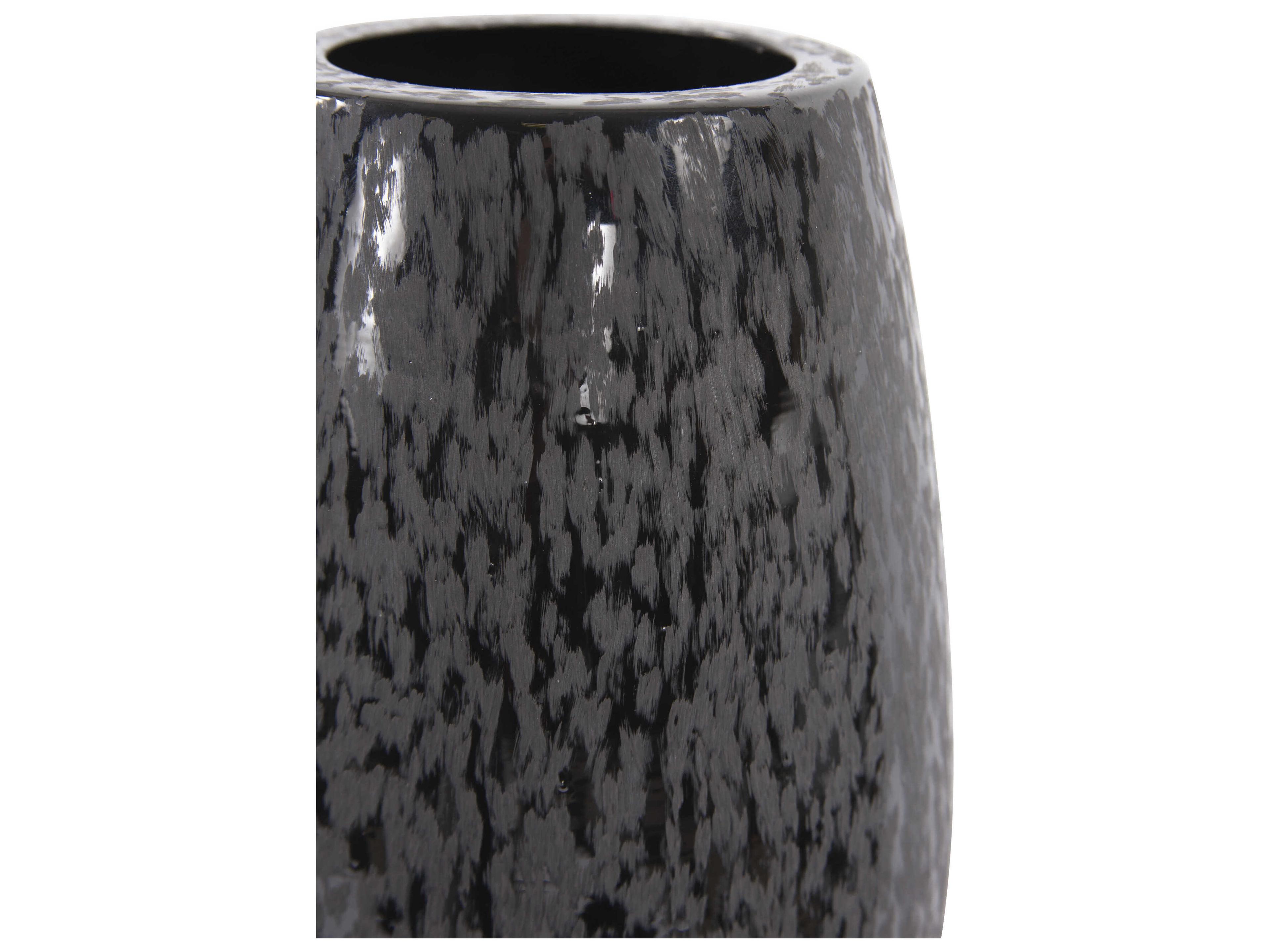 Howard Elliott Chiseled Black Cylinder Vase