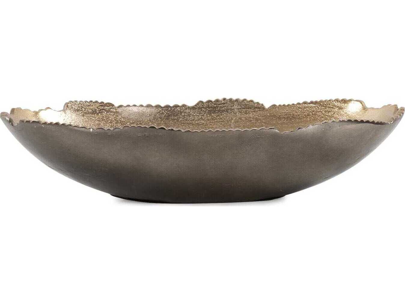Howard Elliott Baniff Bronze Jagged Edged Oval Decorative Bowl