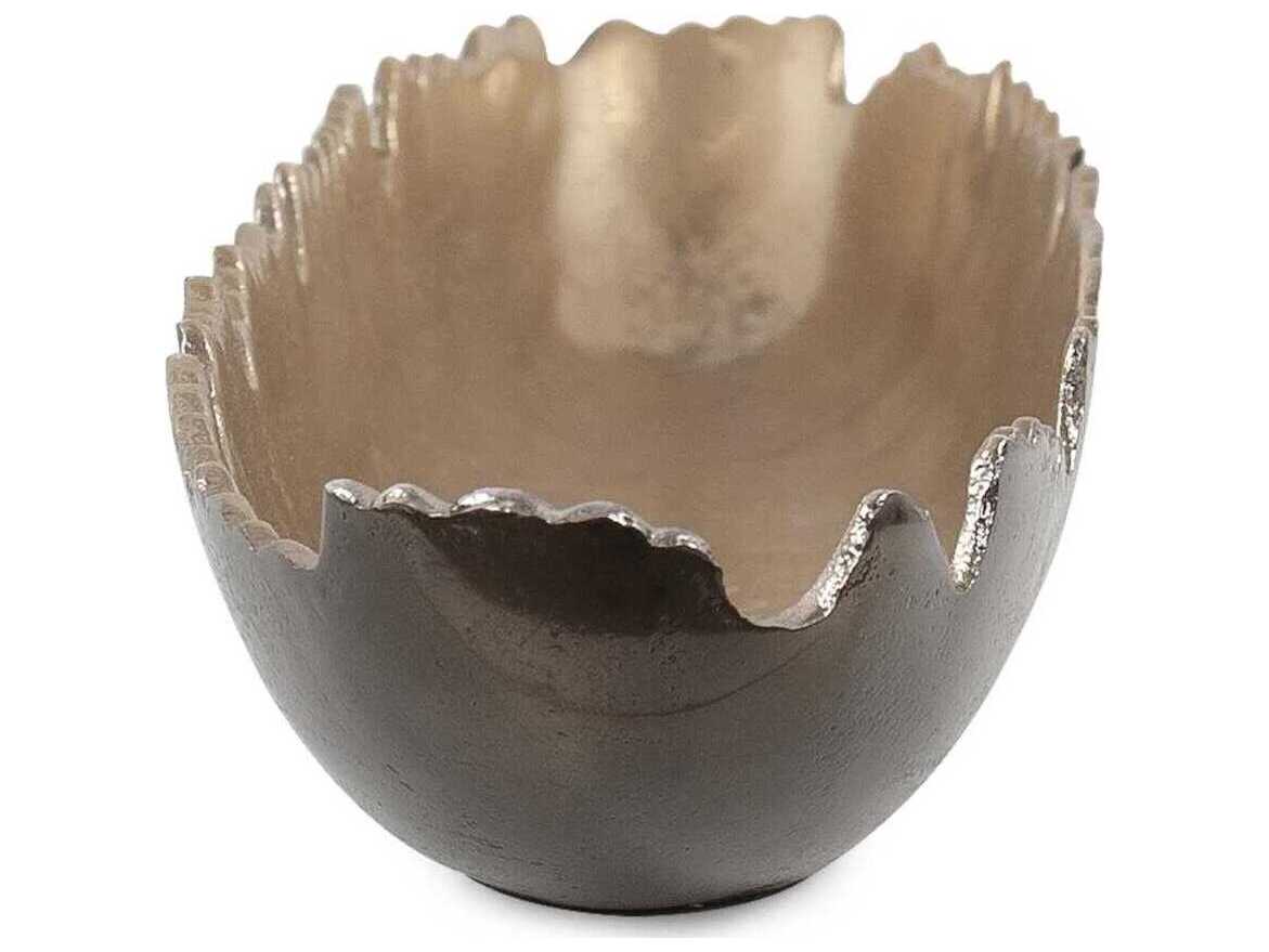Howard Elliott Baniff Bronze Jagged Edged Shallow Oval Decorative Bowl