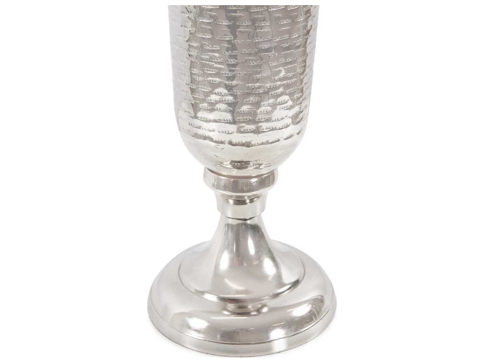 Howard Elliott Hammered Bright Silver Em Dash Flared Trumpet Vase