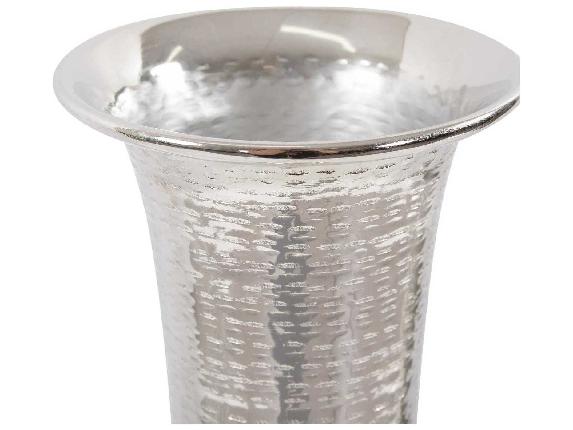 Howard Elliott Hammered Bright Silver Em Dash Flared Trumpet Vase