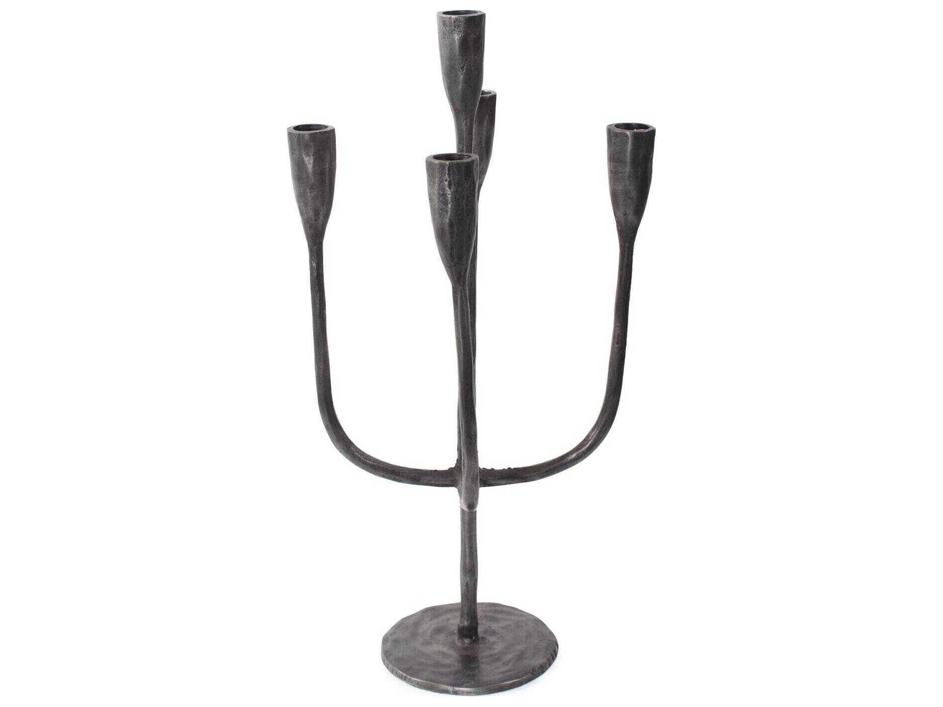 Howard Elliott Asher Ebony Sculpted 5-Arm Candle Holder