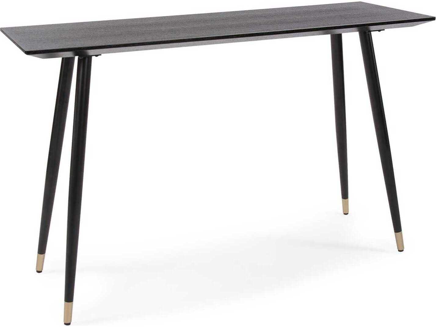 Howard Elliott Soho Rectangular Wood Dark Ash Brass Console Table