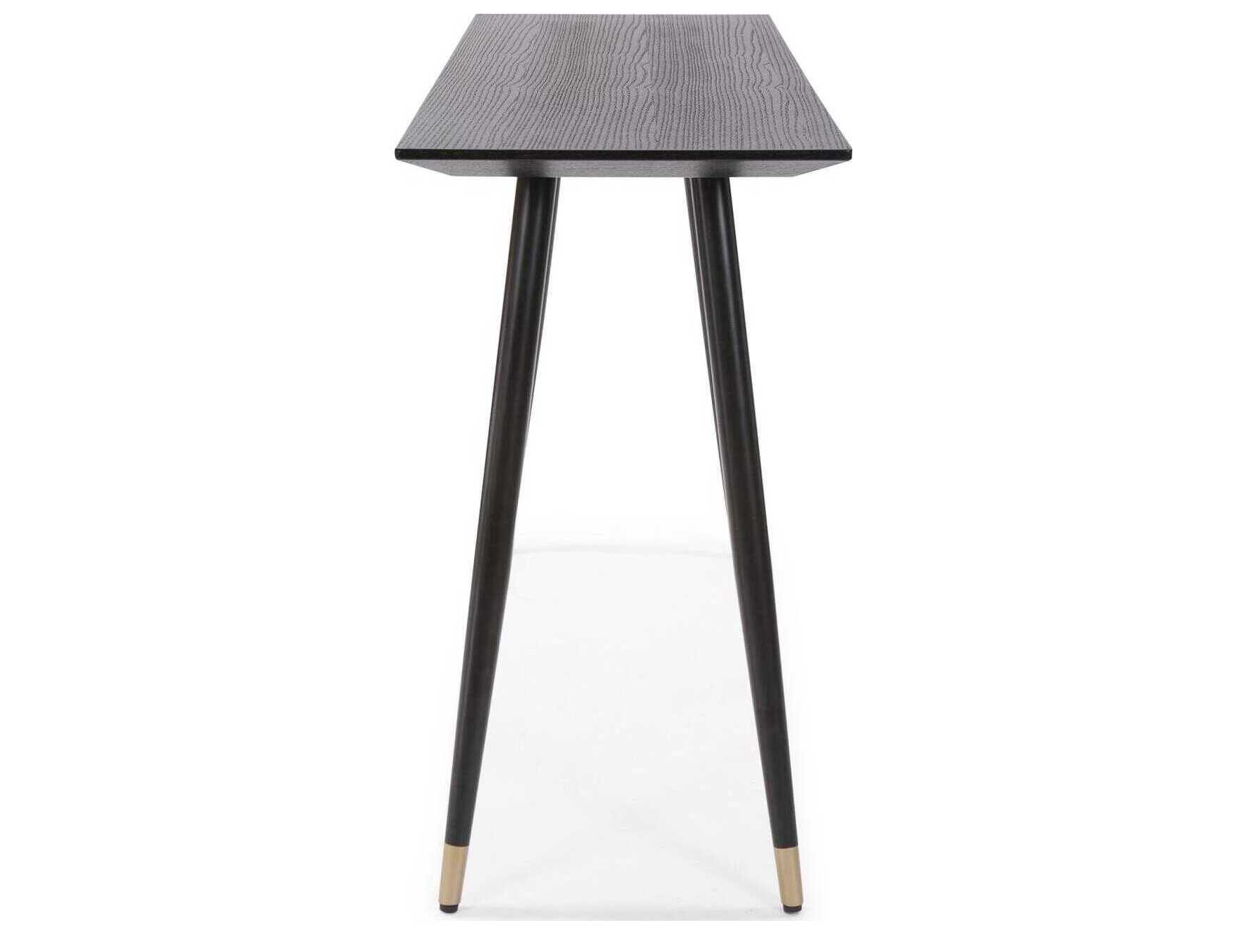 Howard Elliott Soho Rectangular Wood Dark Ash Brass Console Table