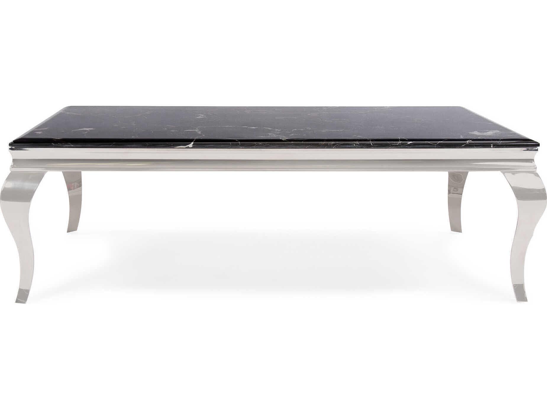 Howard Elliott Lexiss Rectangular Marble Black Silver Coffee Table