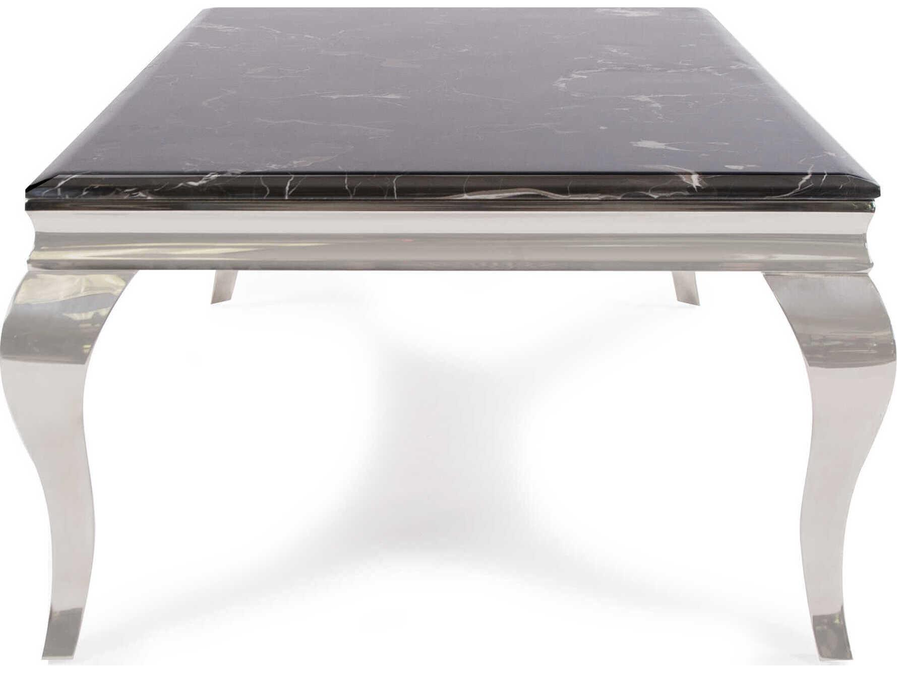 Howard Elliott Lexiss Rectangular Marble Black Silver Coffee Table