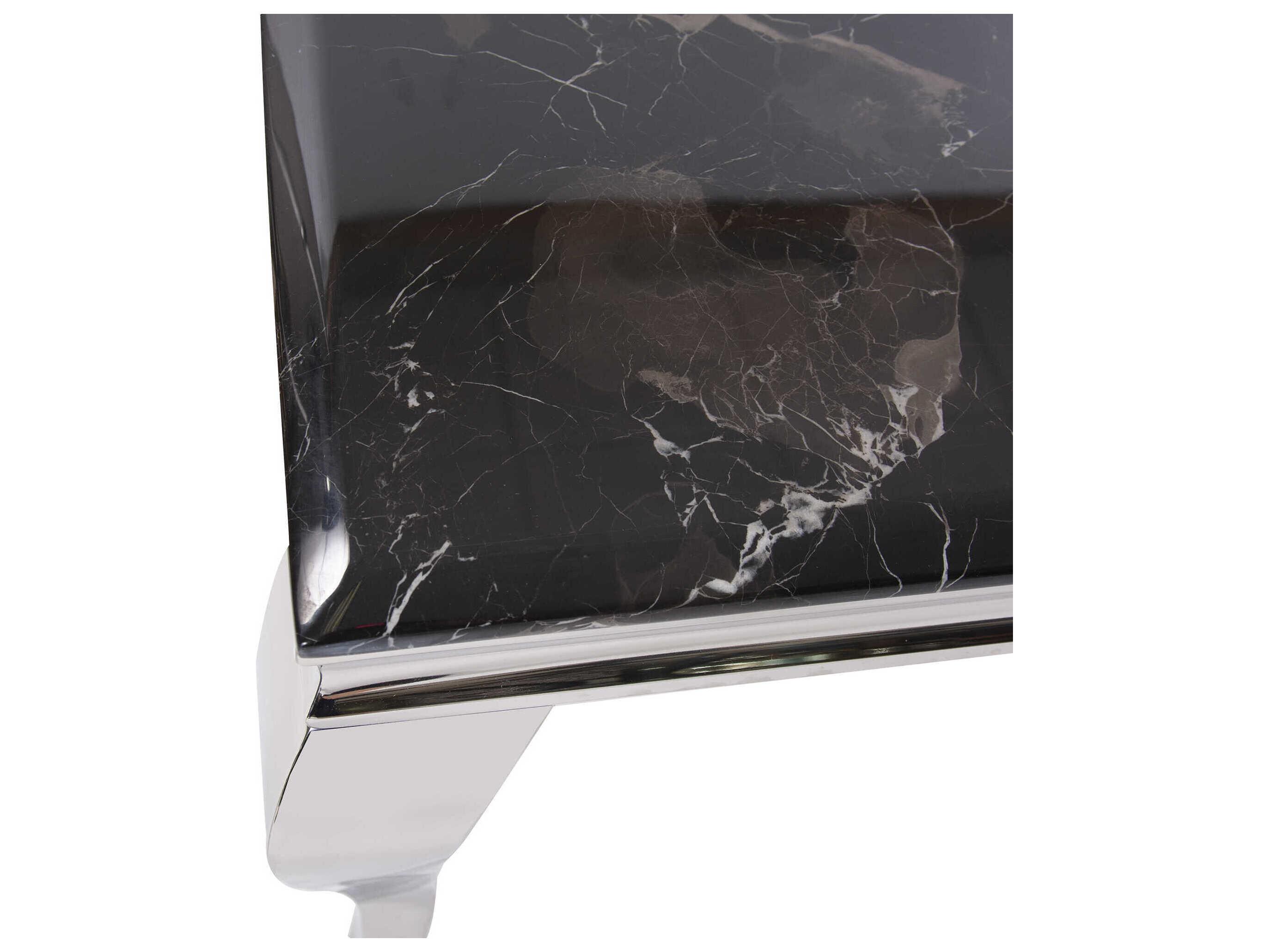 Howard Elliott Lexiss Rectangular Marble Black Silver Coffee Table