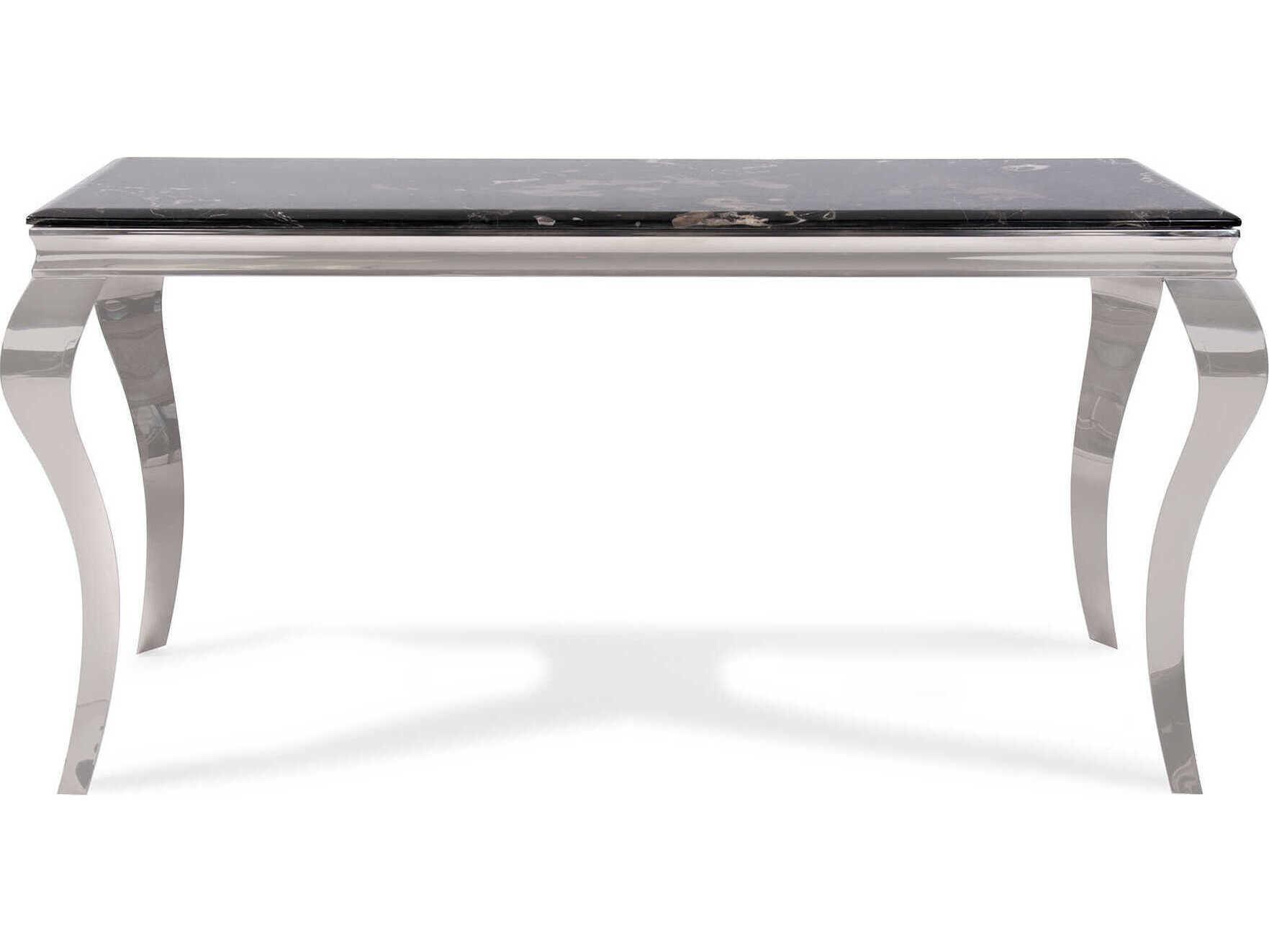 Howard Elliott Lexiss Rectangular Marble Black Silver Console Table
