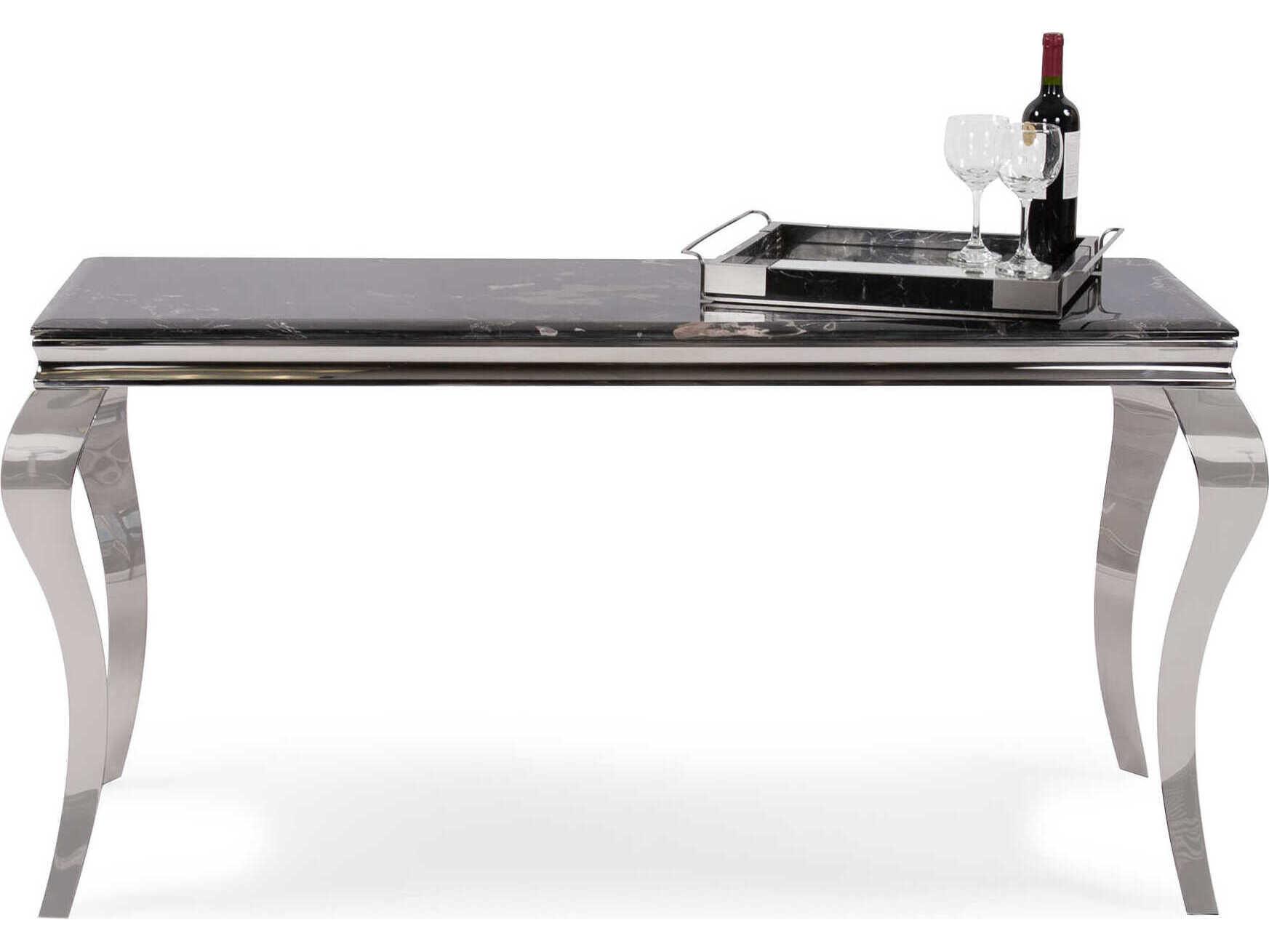 Howard Elliott Lexiss Rectangular Marble Black Silver Console Table