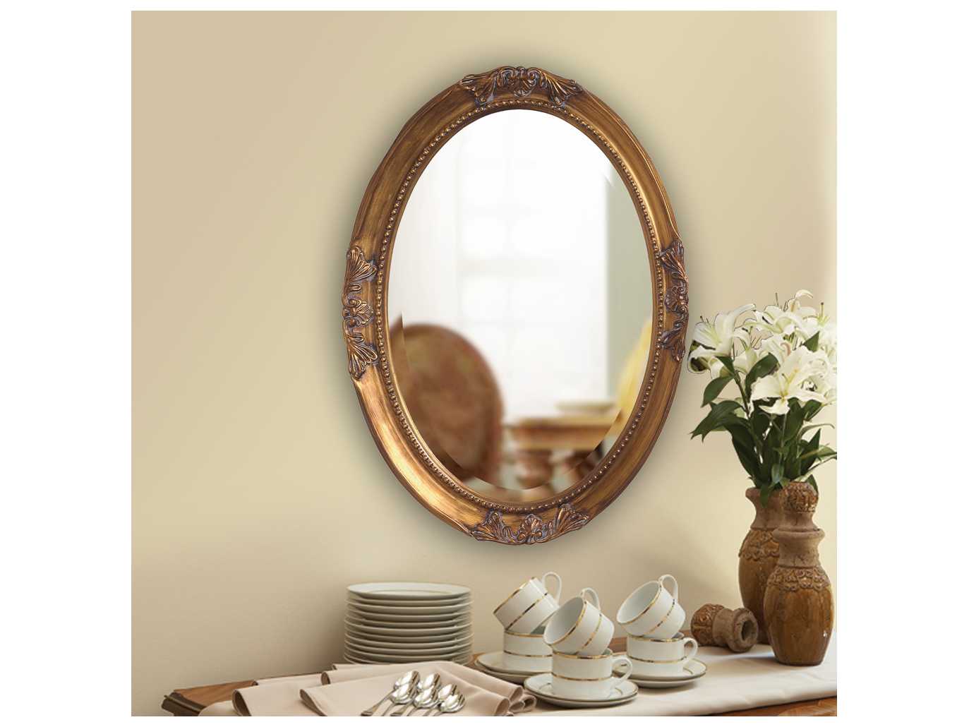 Howard Elliott Queen Ann Antique Gold Wall Mirror