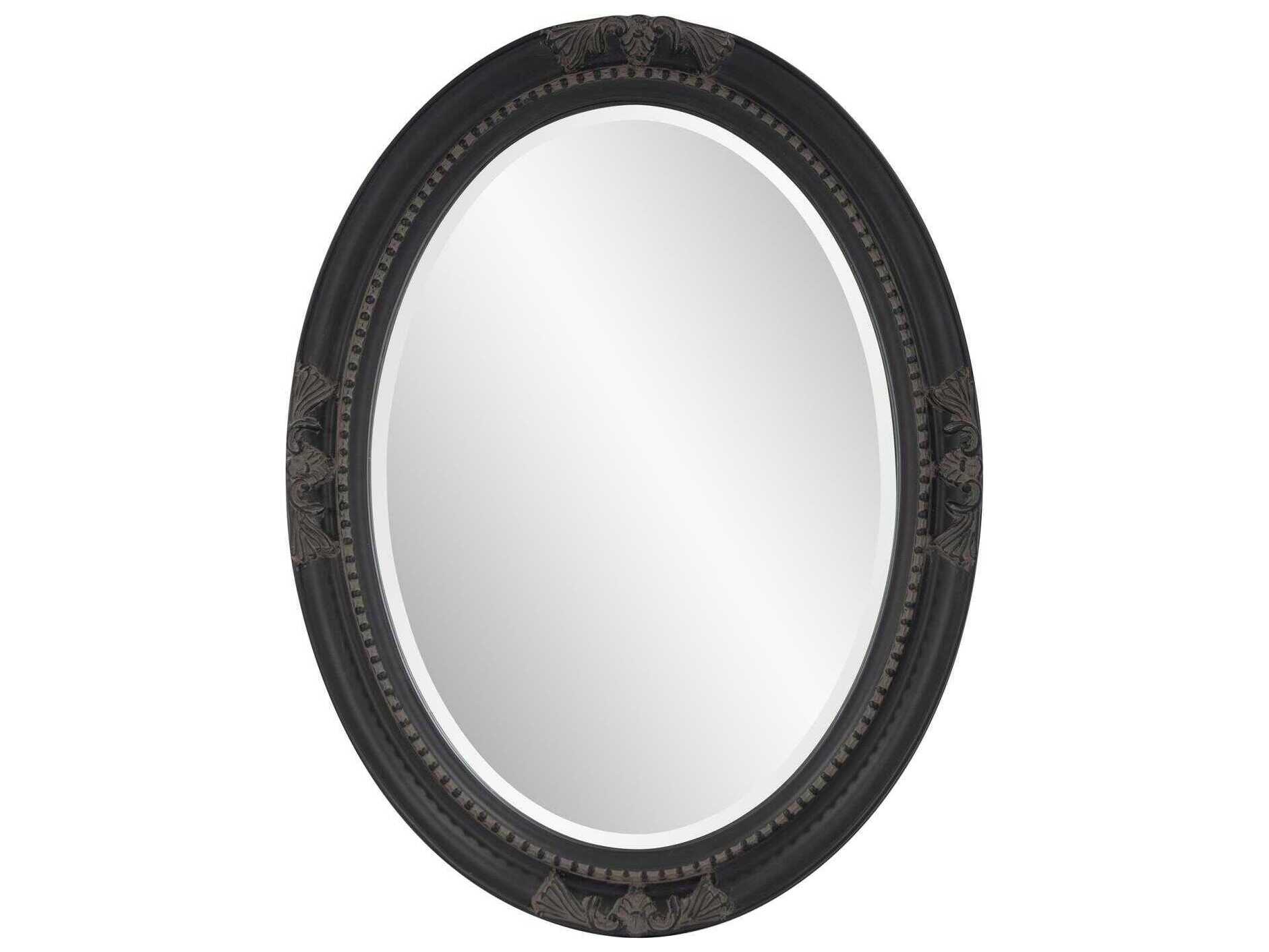 Howard Elliott Queen Ann Antique Black Oval Wall Mirror