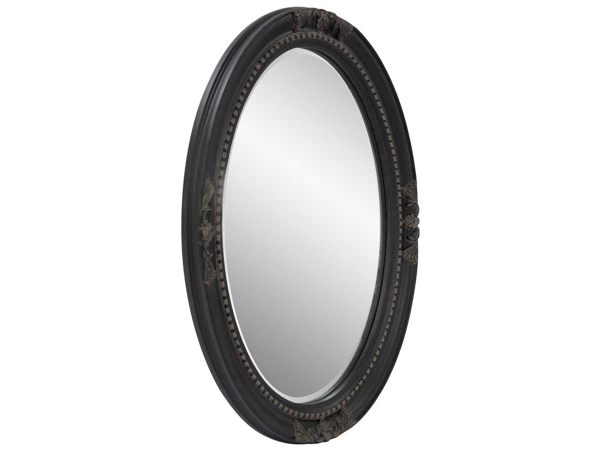 Howard Elliott Queen Ann Antique Black Oval Wall Mirror