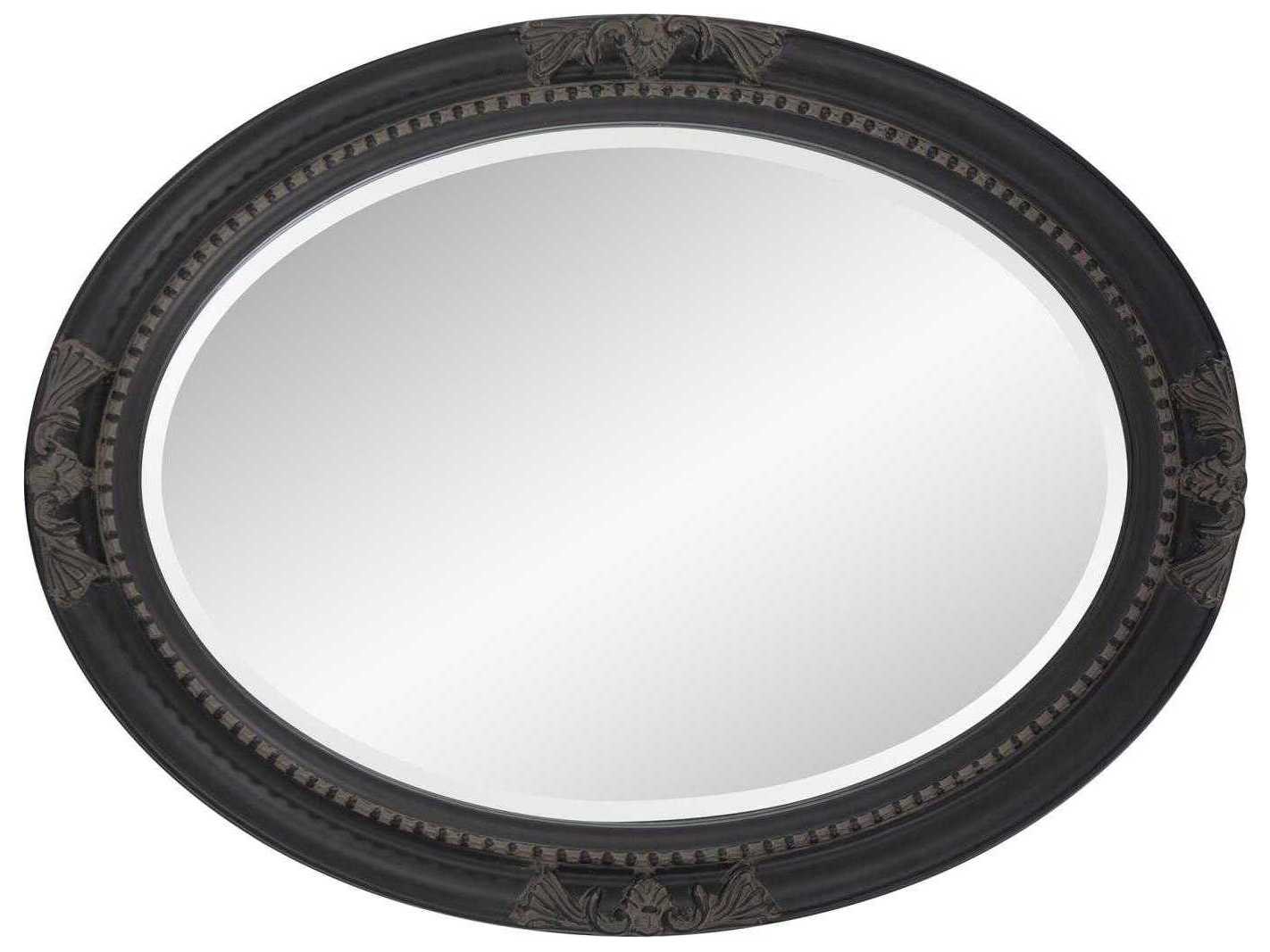 Howard Elliott Queen Ann Antique Black Oval Wall Mirror
