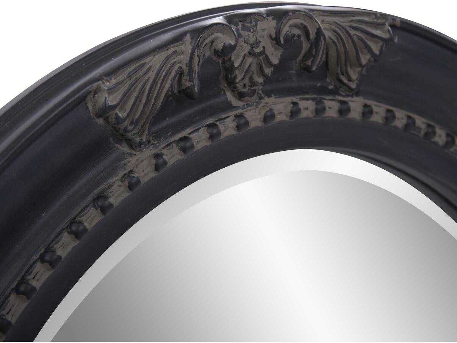 Howard Elliott Queen Ann Antique Black Oval Wall Mirror