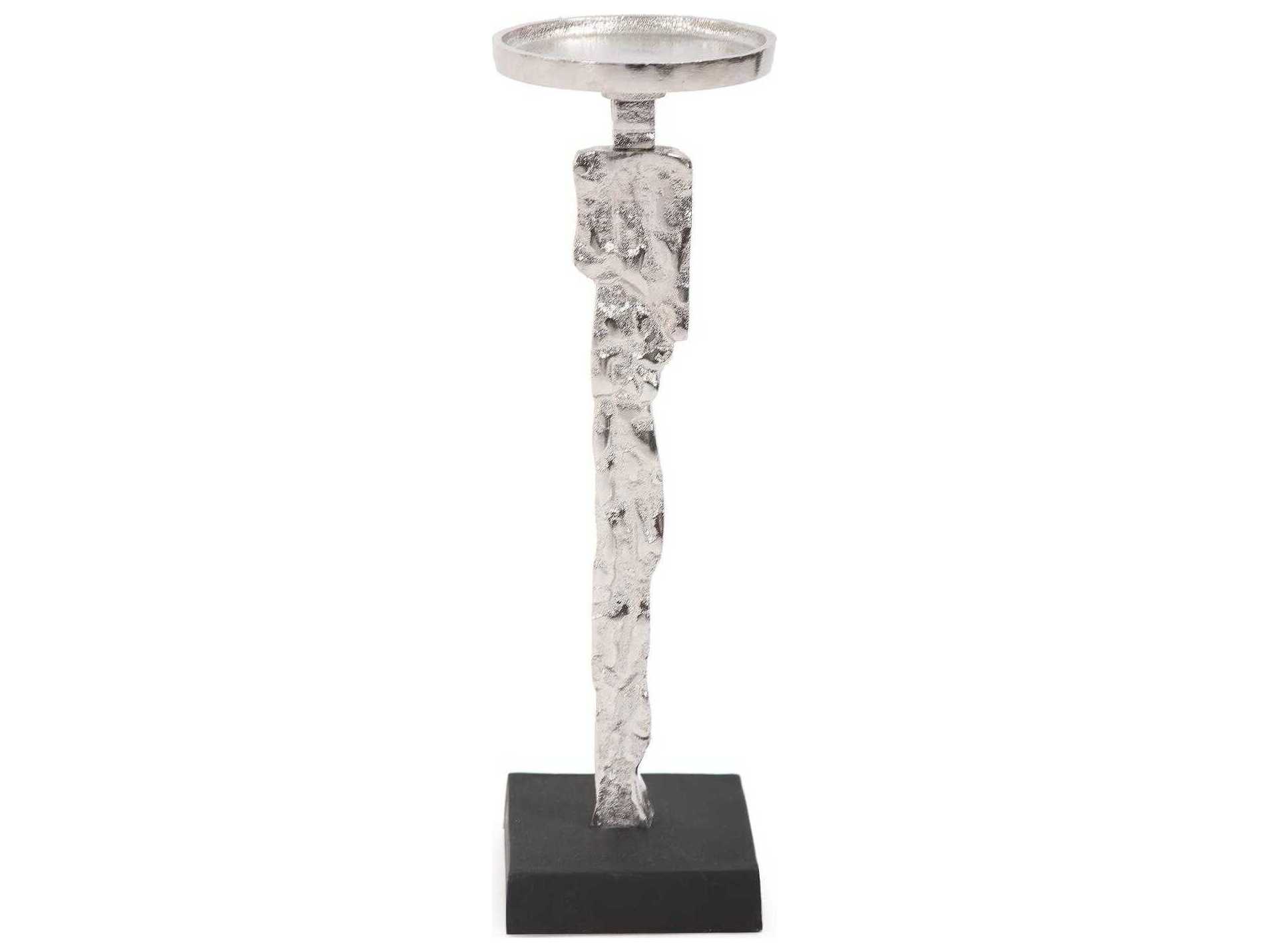 Howard Elliott Abstract Textured Nickel Candle Holder